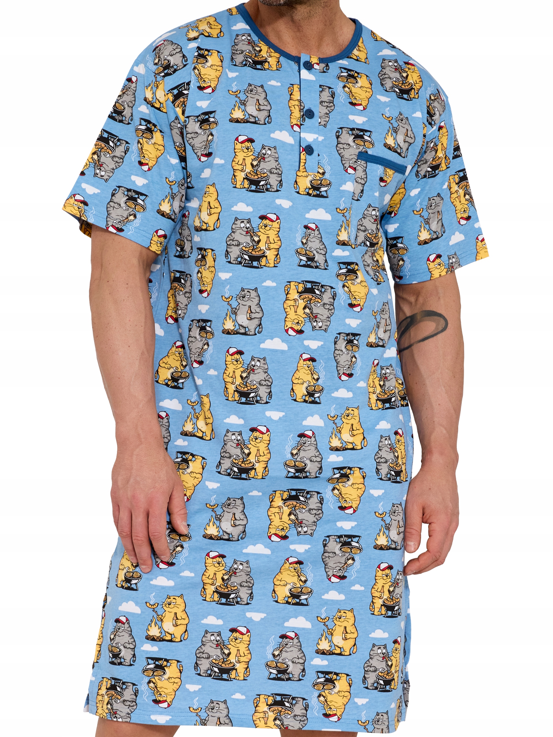 Koszula nocna męska Cornette 109/36 r. L (48) bawełniana koty na grillu