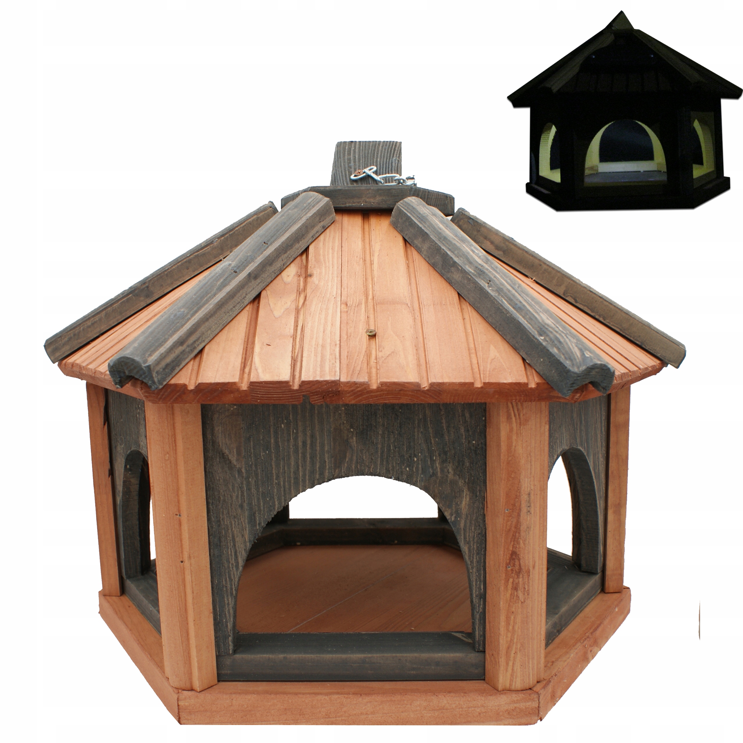 Krmítko pro ptáky z tik-antracit K40_S s Led solárním osvětlením