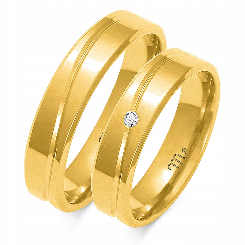 Zlaté 585 Svatební Zirkon Brylant O-64