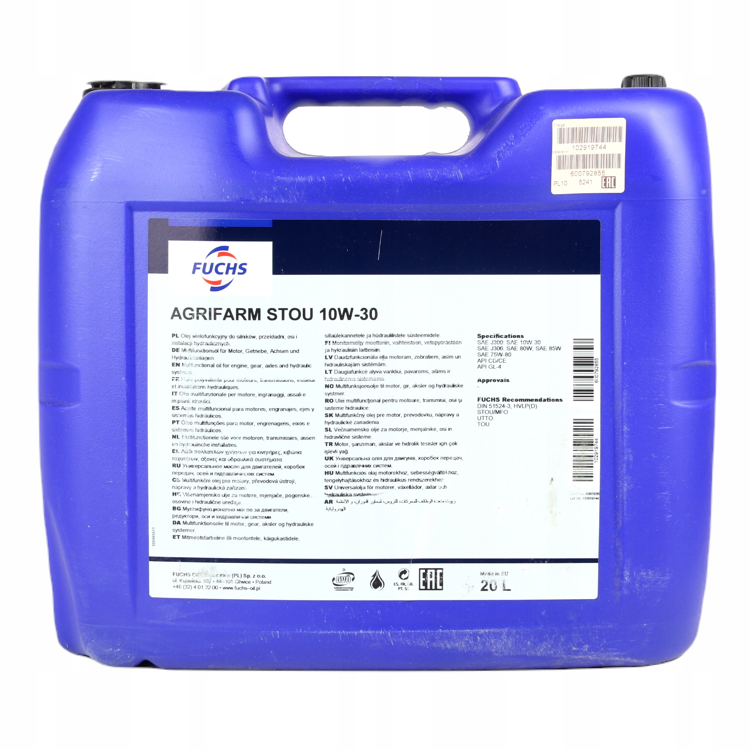 FUCHS AGRIFARM STOU 10W/30 20L