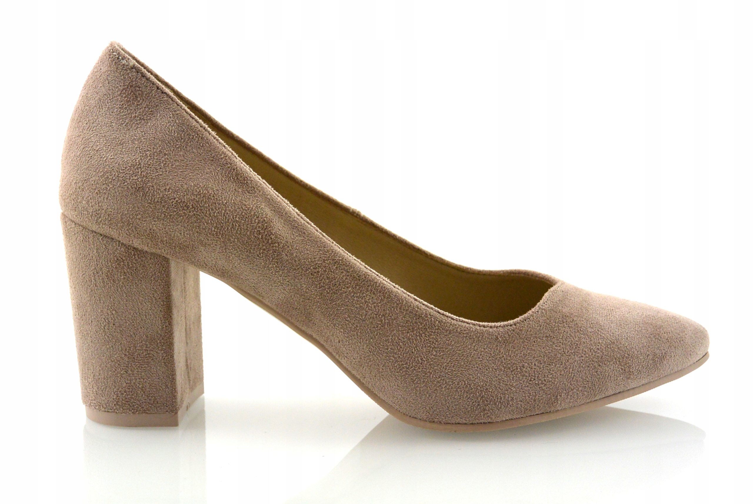 Béžové Pohodlné Lodičky Stabilní Silný Podpatek r 36