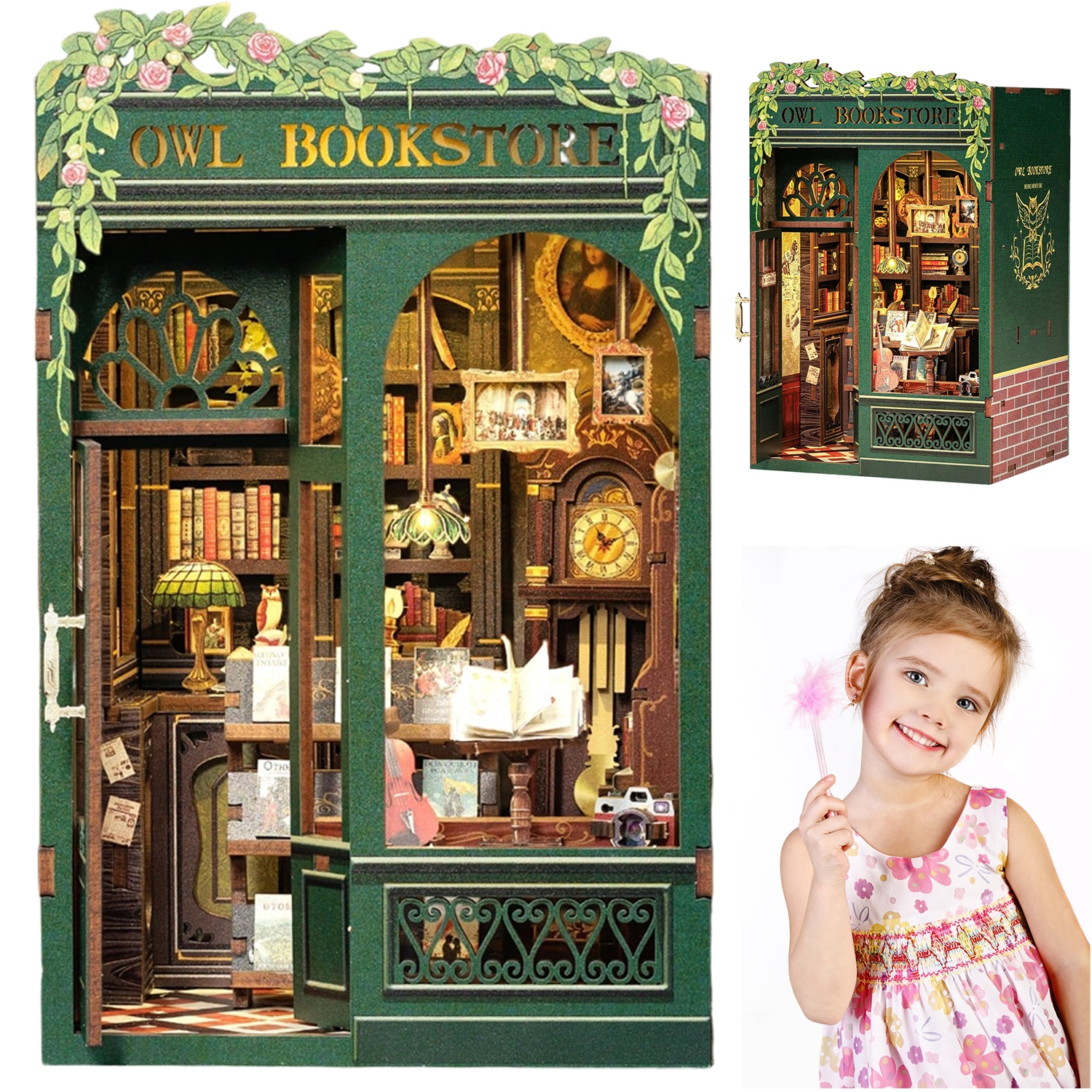 DIY MODEL MINI KSIĘGARNI BOOKNOOK Z ŚWIATEŁKAMI LED PUZZLE 3D