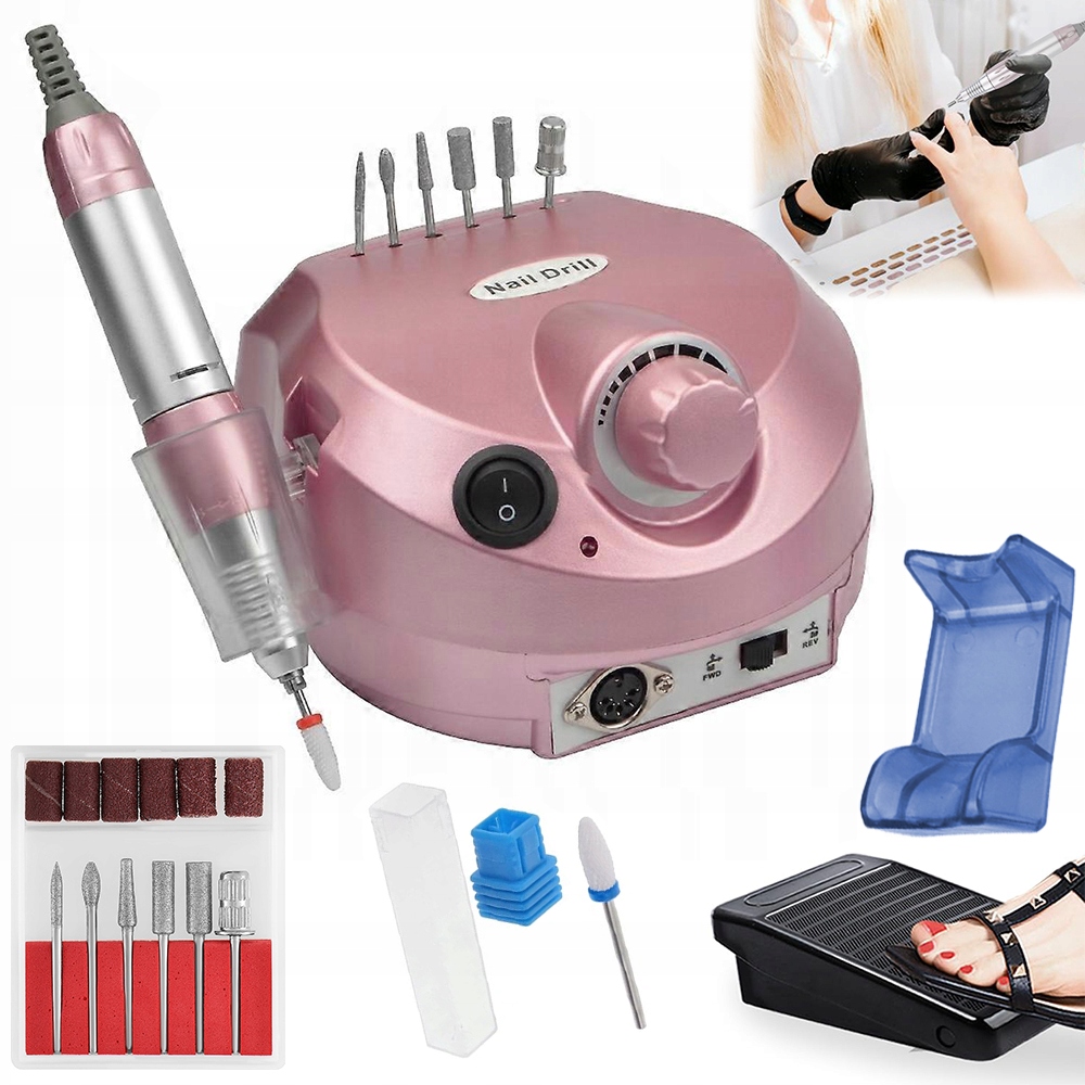 Bruska na nehty Manikúra Pedikúra Hybridy Gely 65W Frézy sada silná