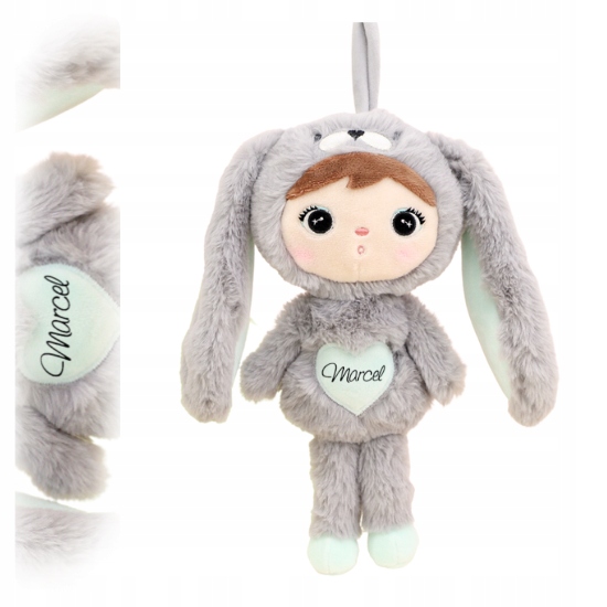 Metoo Królik Szaro-miętowy Mini 30 cm z Imieniem Prezent na Urodziny