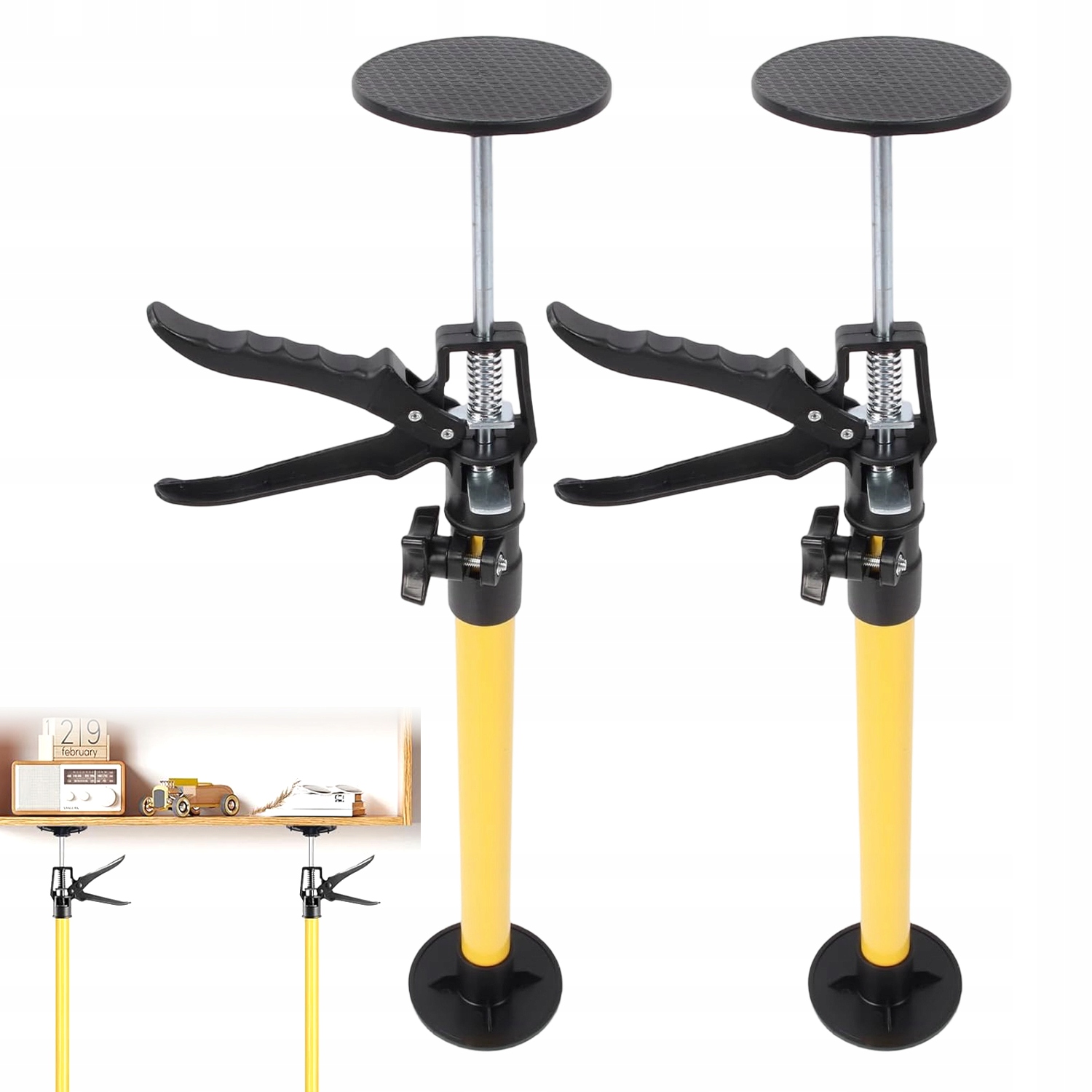 Teleskopická Podpěrná Tyč 115-290 CM 2 Kusy Pro Montáž Žlutá