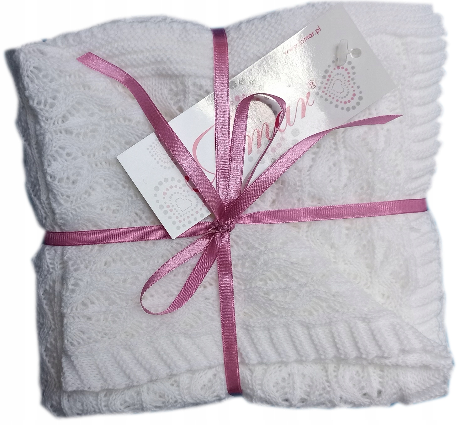 

Biały ażurowy kocyk dla niemowląt 78x78 do wózka