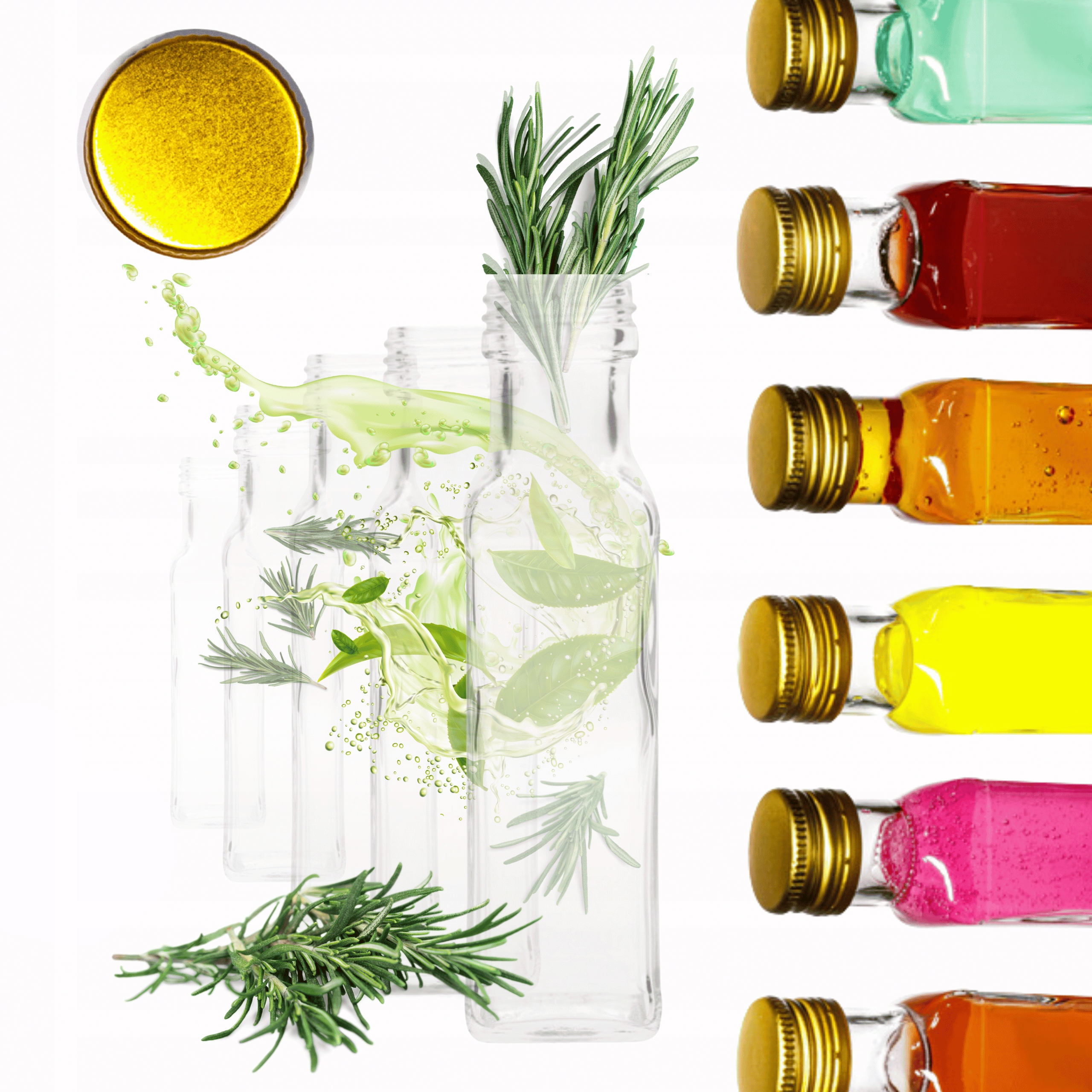 Fľaše 100 ml, štvorcové šťavy na olej, olivový olej, 31 60 ks, Matice