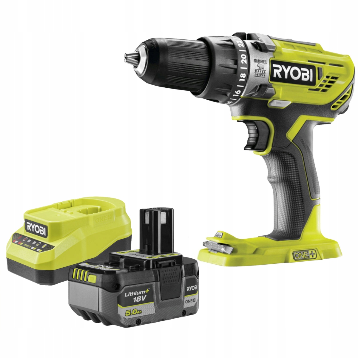 Ryobi Akumulátorová Příklepová Vrtačka Solo 18V 50 Nm Baterie 5 Ah