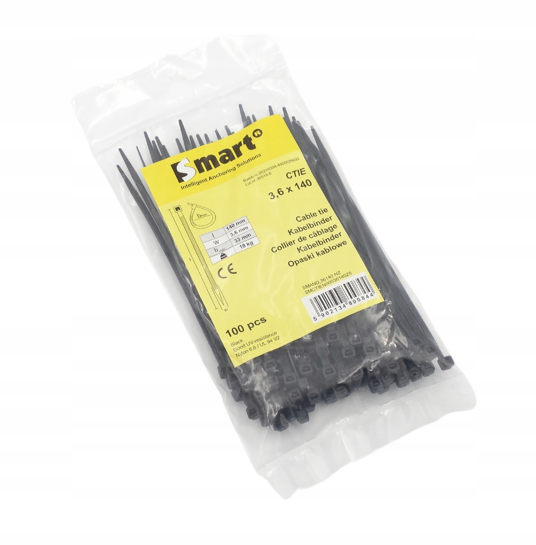 OPASKA KABLOWA PLASTIKOWA ZACISKOWA 540x7,6 Kod producenta OP-540x7,6