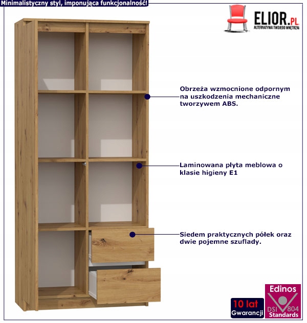 REGAŁ BIUROWY NA DOKUMENTY PÓŁOTWARTY DĄB ARTISAN Kod producenta 0254