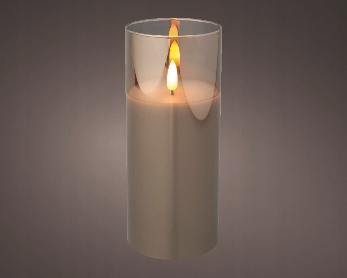

Świeca W Szkle Dekoracyjna Ozdoba Led Szara 17,5CM