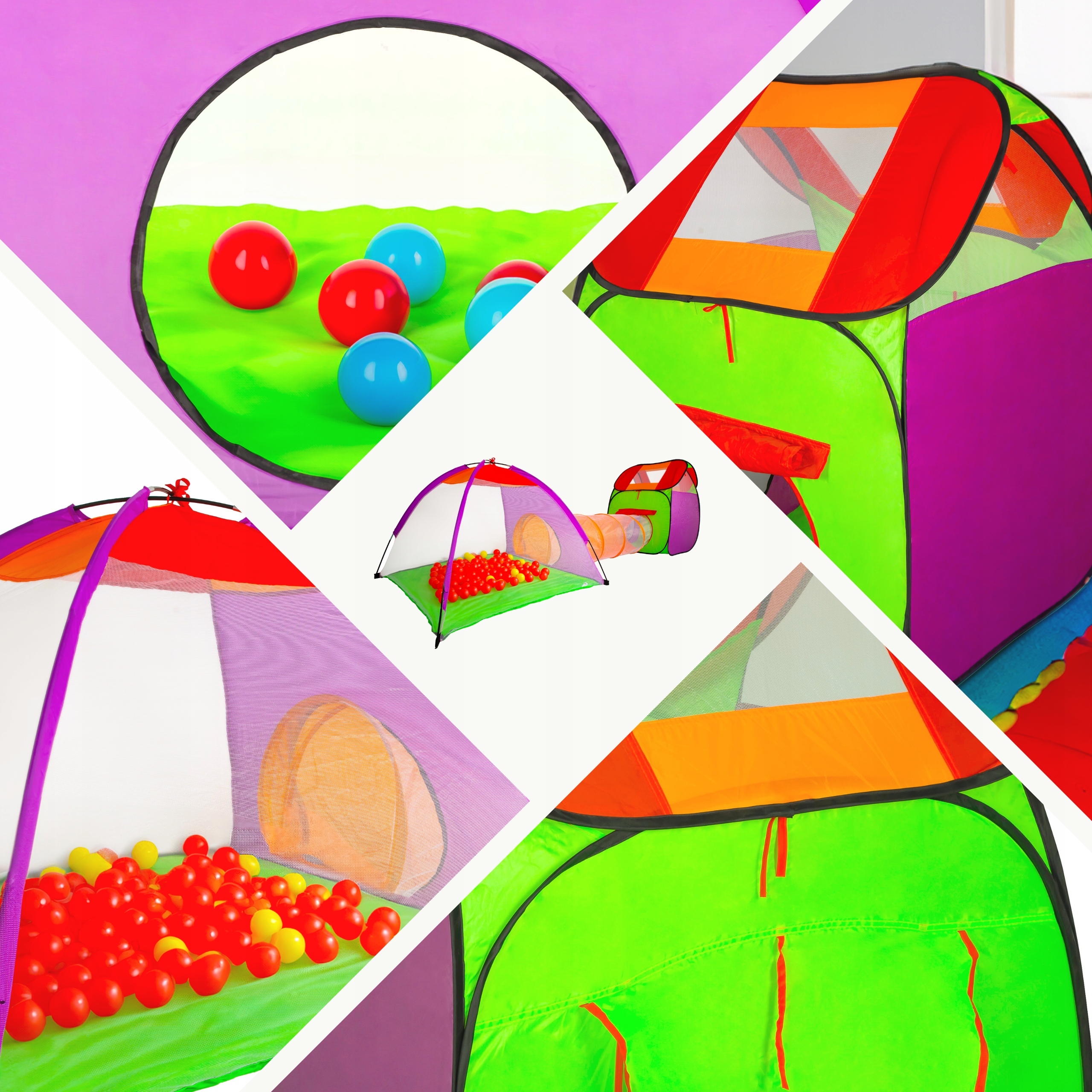 NAMIOT DLA DZIECI 365cm DOMEK SKŁADANY TUNEL DO DOMU OGRODU TOR PRZESZKÓD Szerokość produktu 85 cm