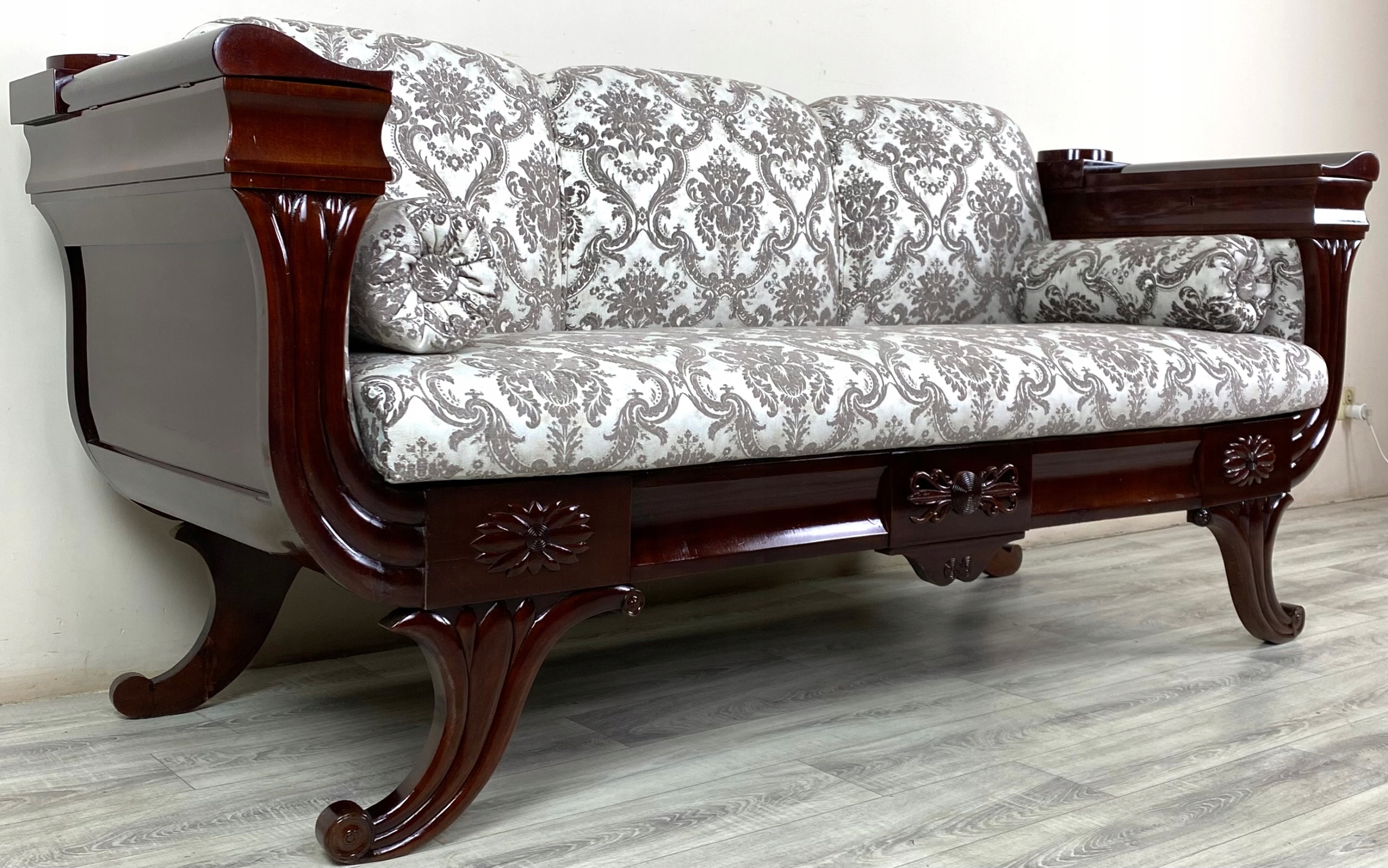 STYLOWA KANAPA BIEDERMEIER SOFA DO SALONU MAHOŃ RENOWACJA FRANCJA HN8