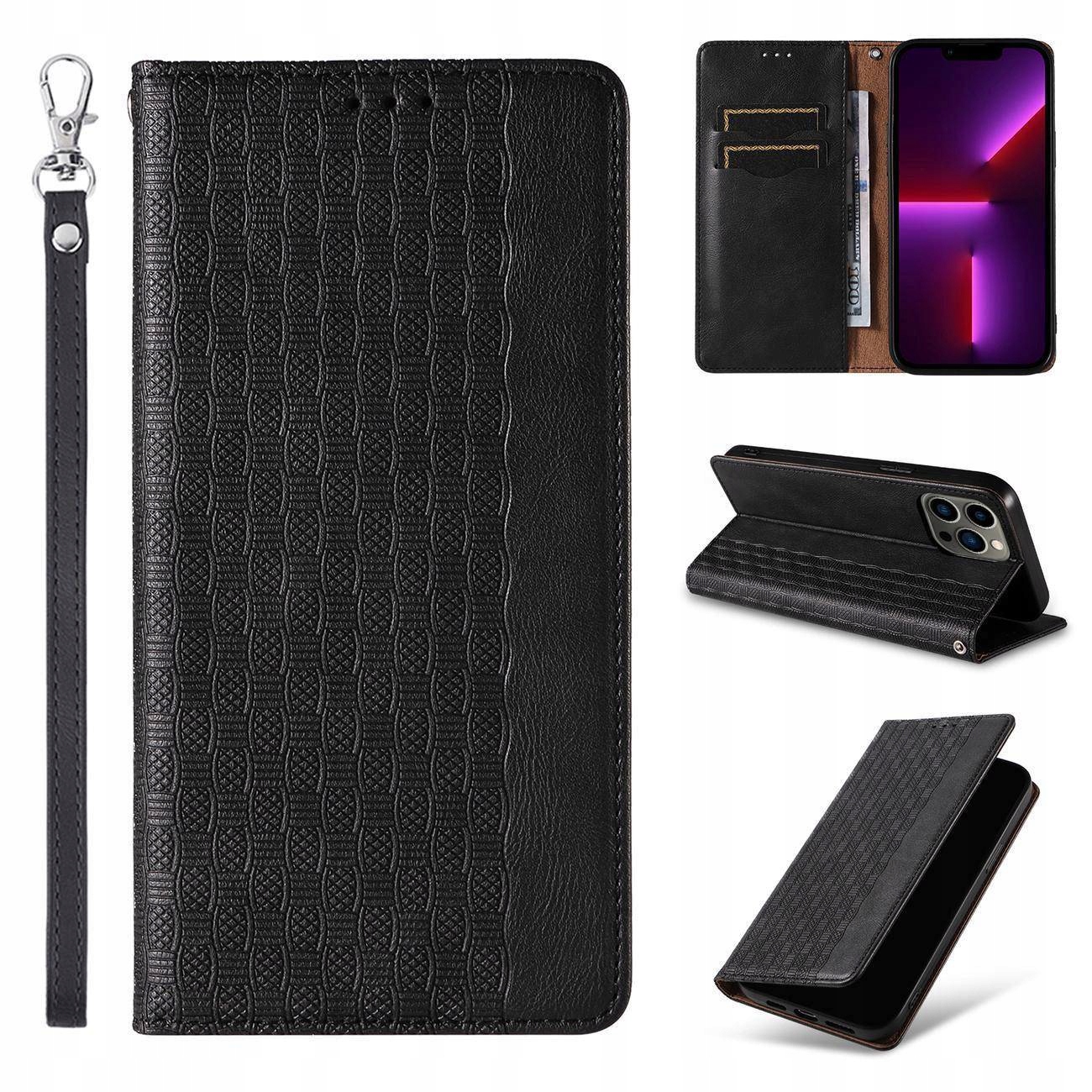 Magnet Strap etui do iPhone 12 Pro pokrowiec portfel mini smycz czarny