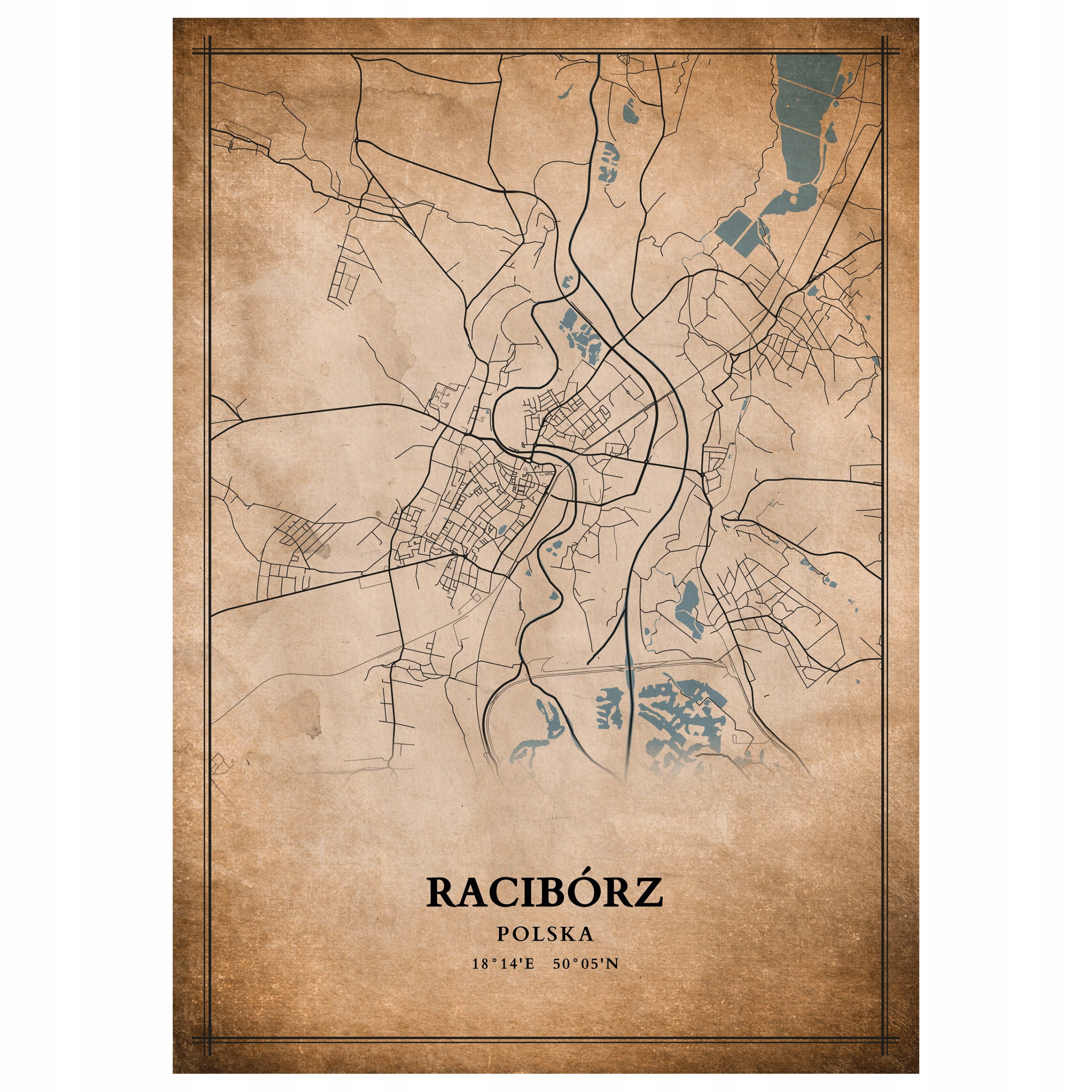 

Plakat Mapa miasta vintage Racibórz 30x40cm