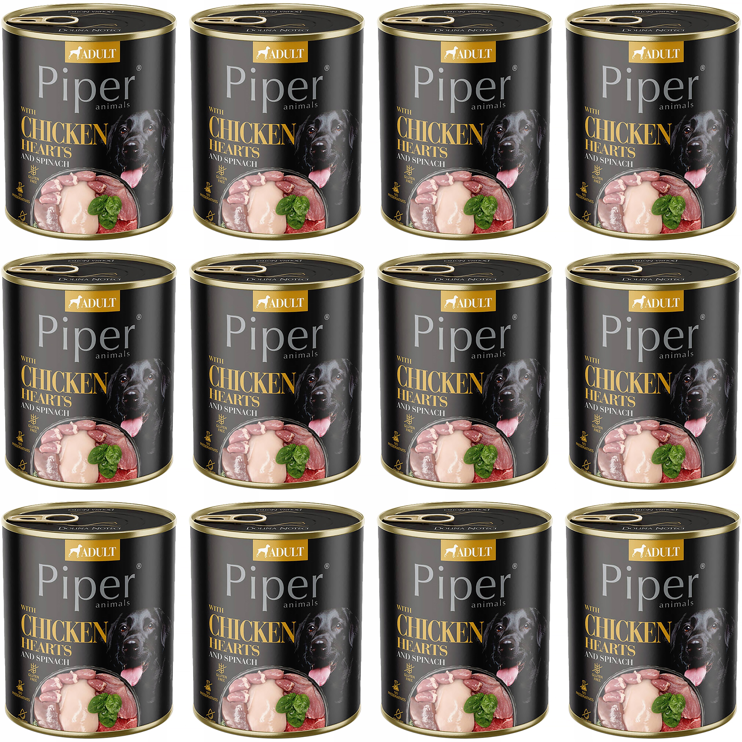 Levně Dolina Noteci Piper kuřecí srdce a špenát pro psa konzerva 12 x 800 g