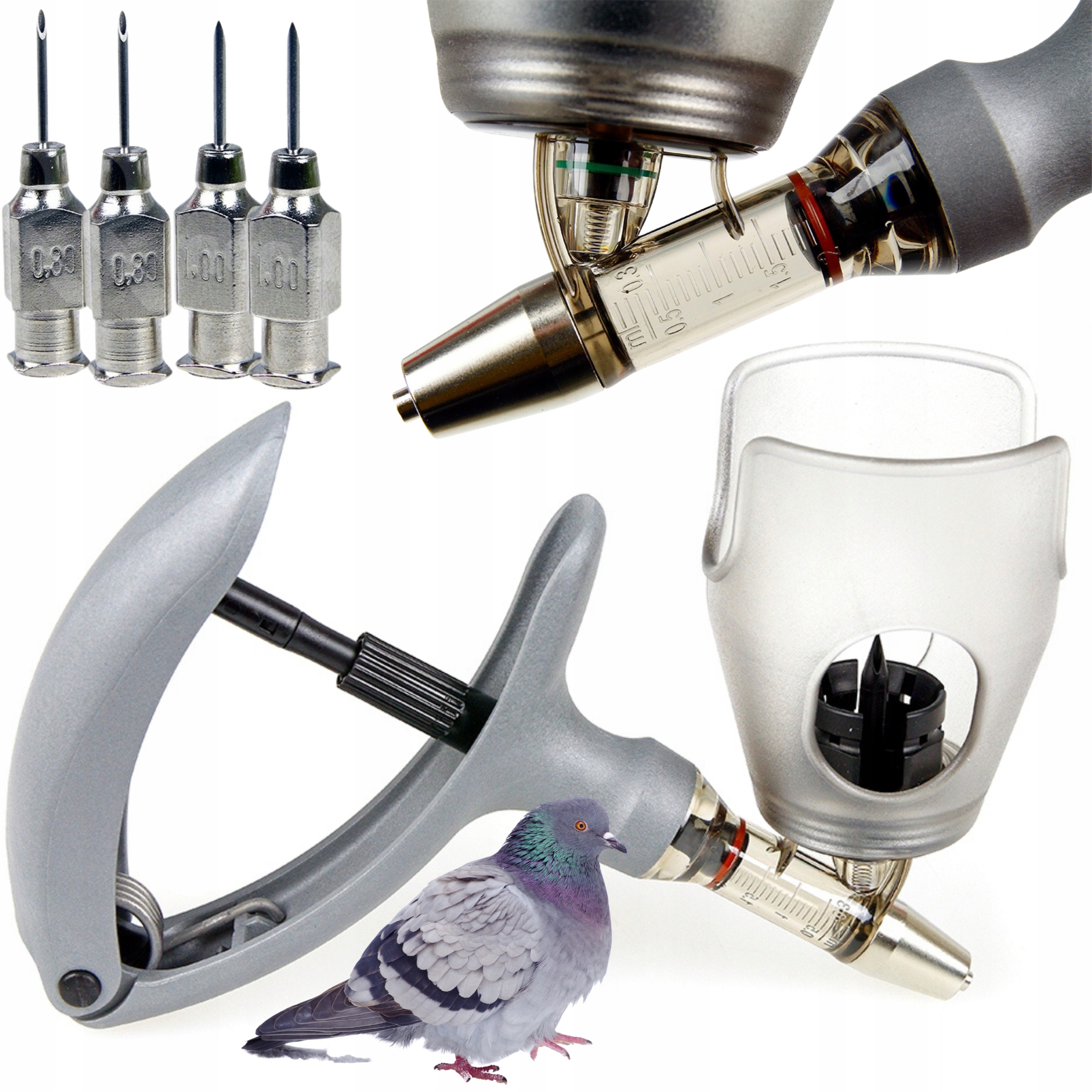 Strzykawka Automatyczna Niemiecka Dla Gołębi 2ml+4 Igły Szczepienia Gołębi