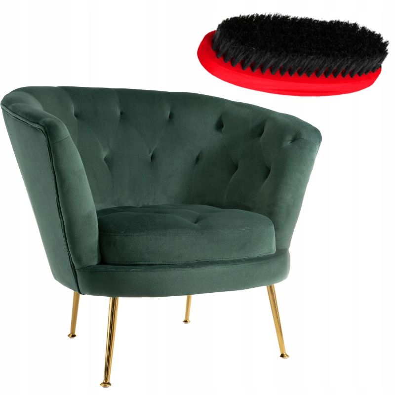 

Fotel Uszak Muszelka Pikowany Zielony Welurowy