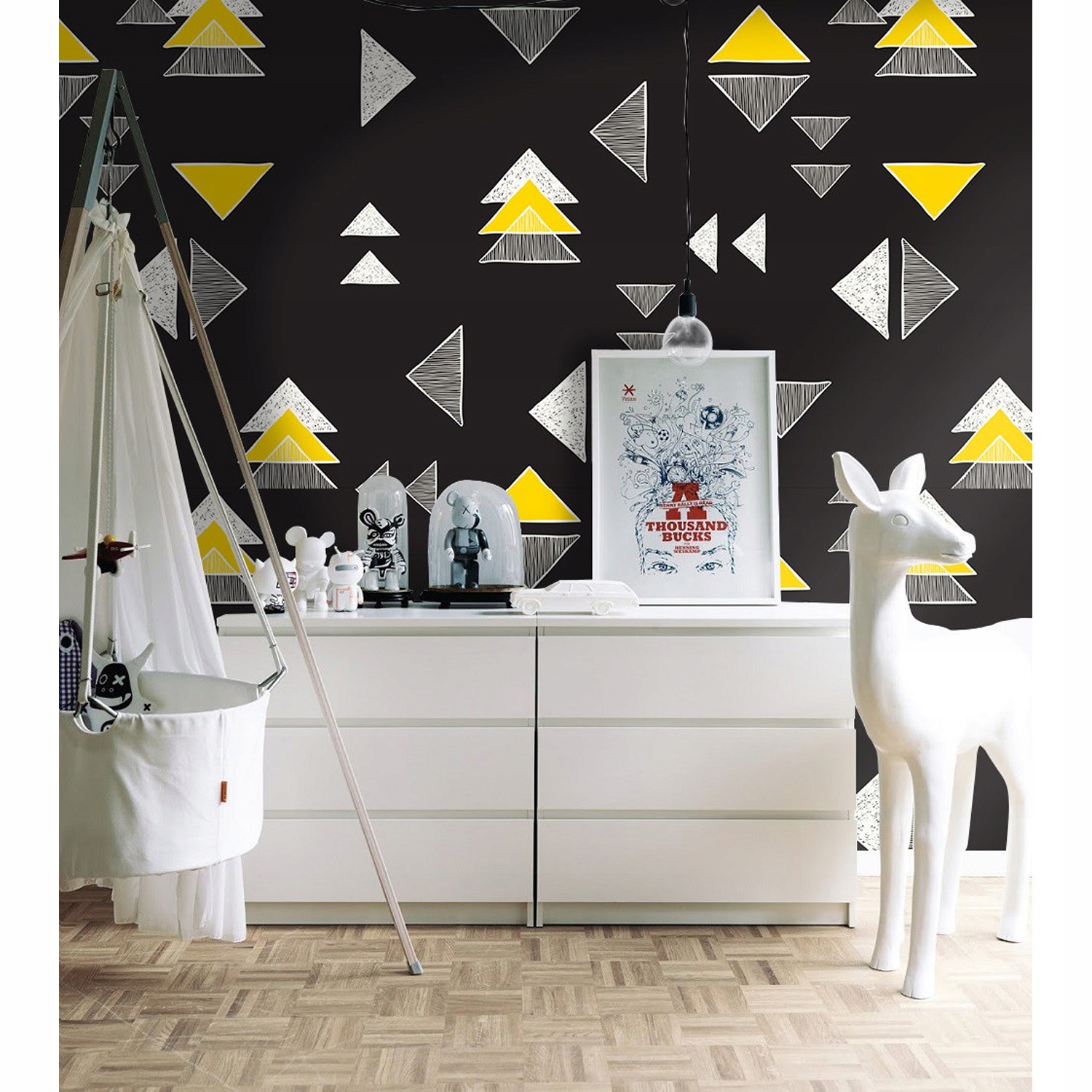 

Flizelina tapeta Trójkąty czarne i żółte 416x254cm