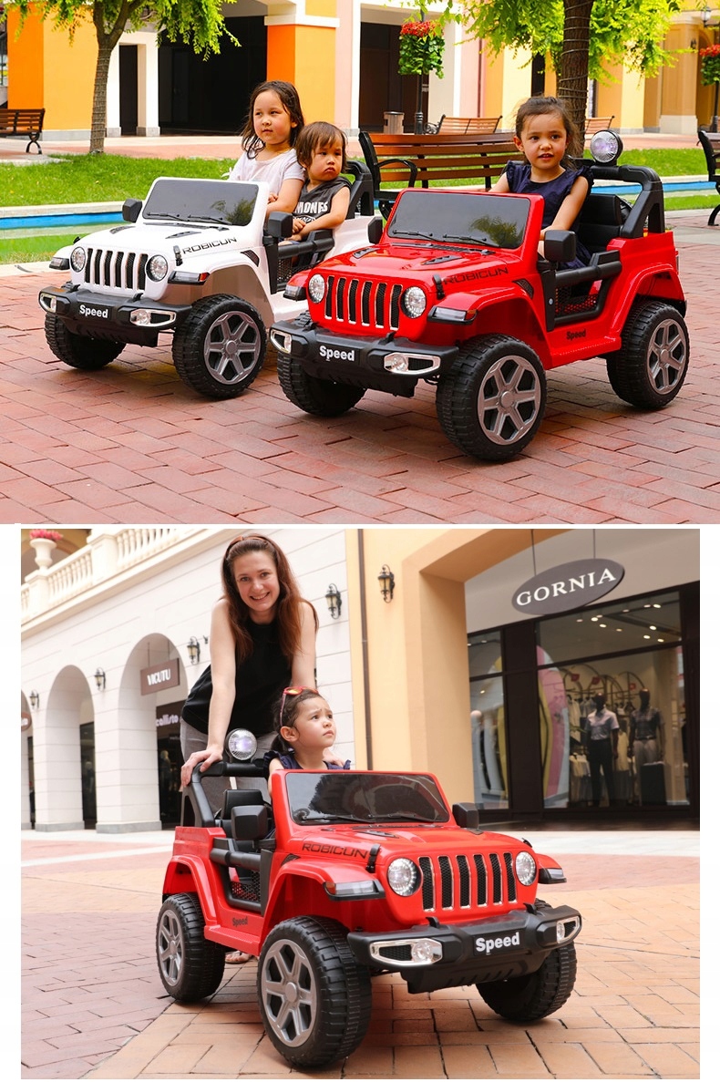 Jeep Wrangler 4X4 elektrinis eko odos sėdynė nuotolinio valdymo pultas minkšti EVA ratai elektrinis automobilis vaikams – 12 V 7 Ah 45 W