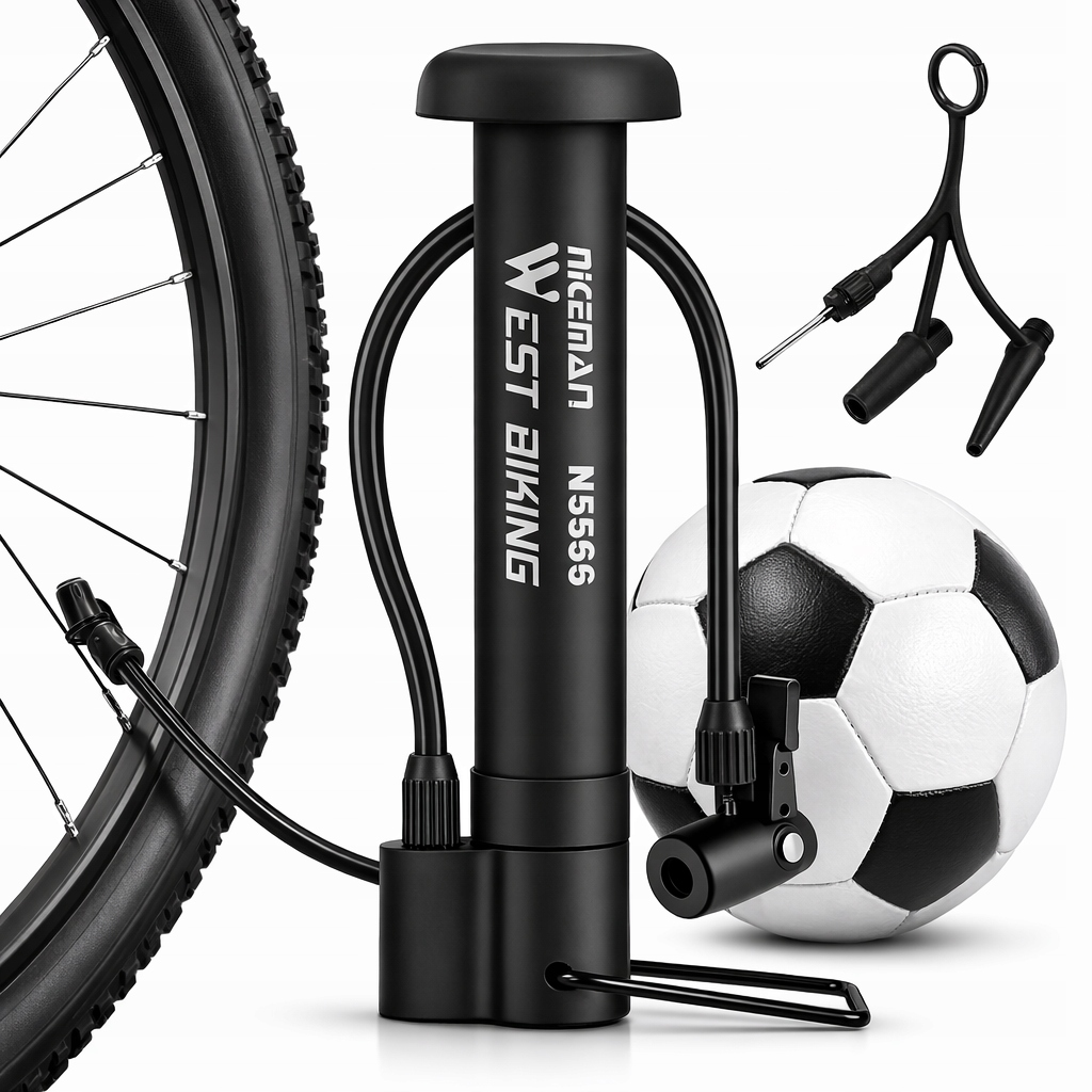 Pompka Rowerowa Mini 80 PSI Presta Schrader Do Roweru Piłki Wężyk