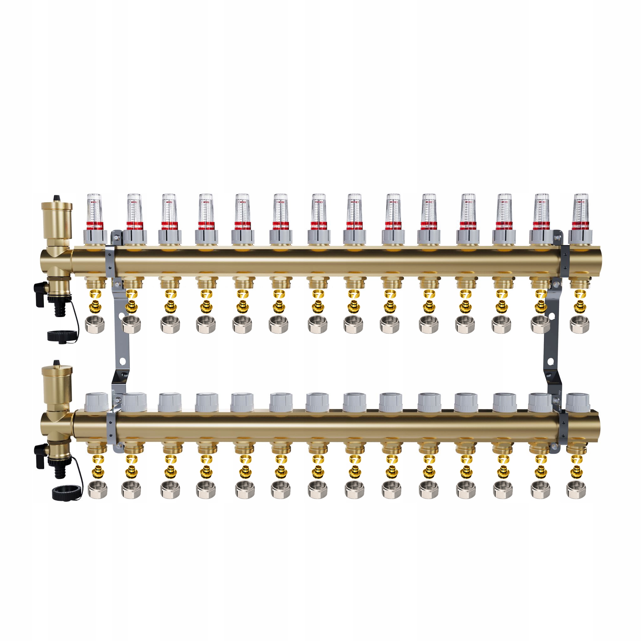 Rozdělovač pro mosaznou podlahu 14 okruhů pro podlahové vytápění Pex