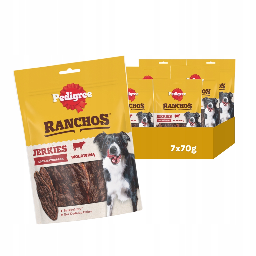 Zestaw 7X Pedigree Ranchos Jerkies Przysmaki Dla Psa Z Wołowiną 70G