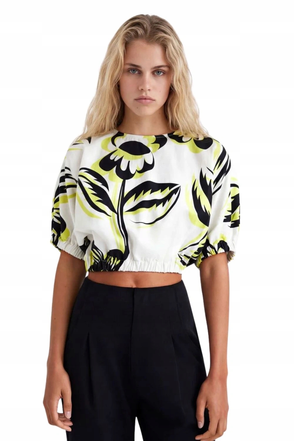 Dámská halenka Desigual lněná krátká s potiskem květin vel. L