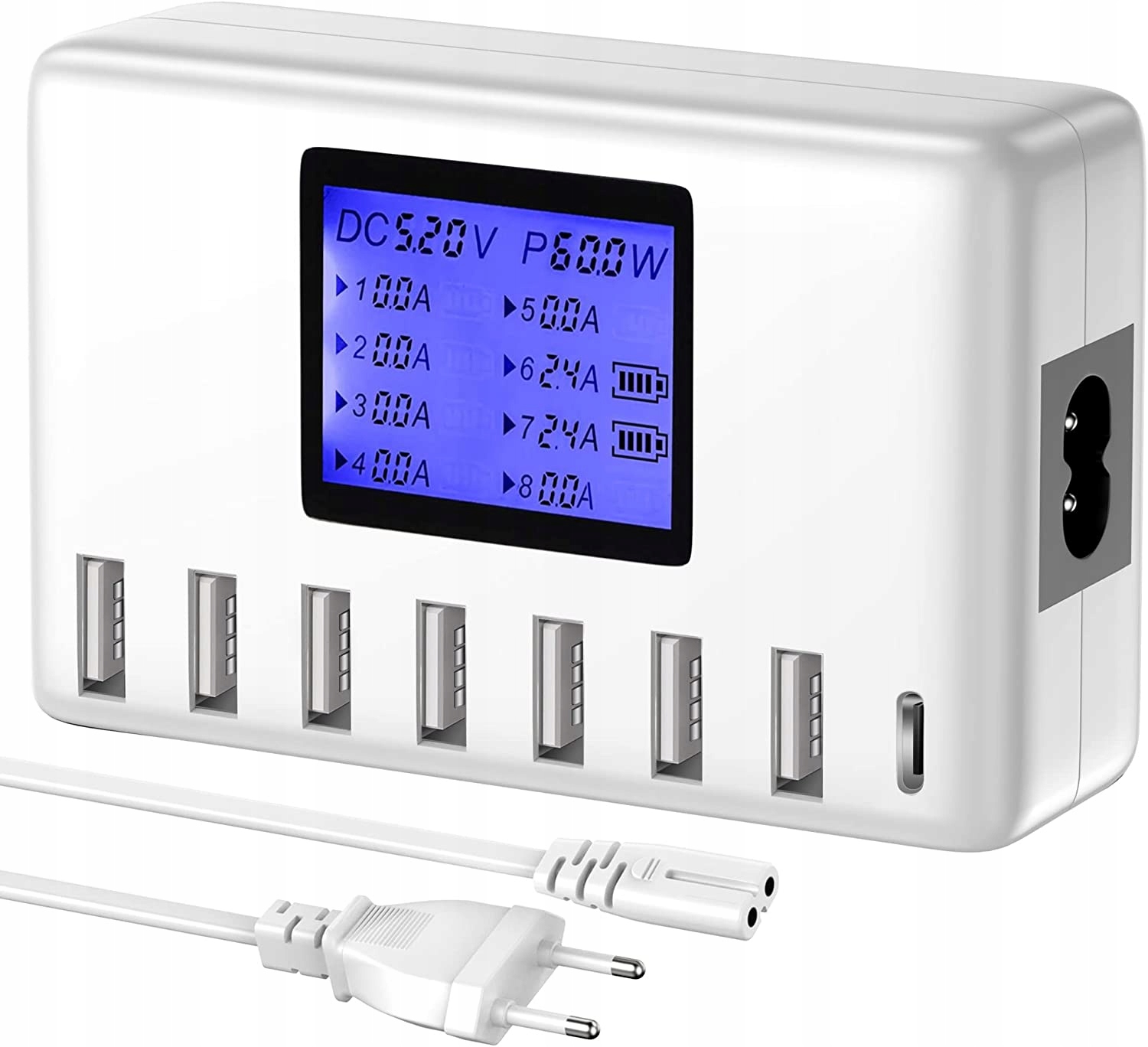 Szybka Ładowarka Sieciowa 8x Usb Do Telefonu 60W