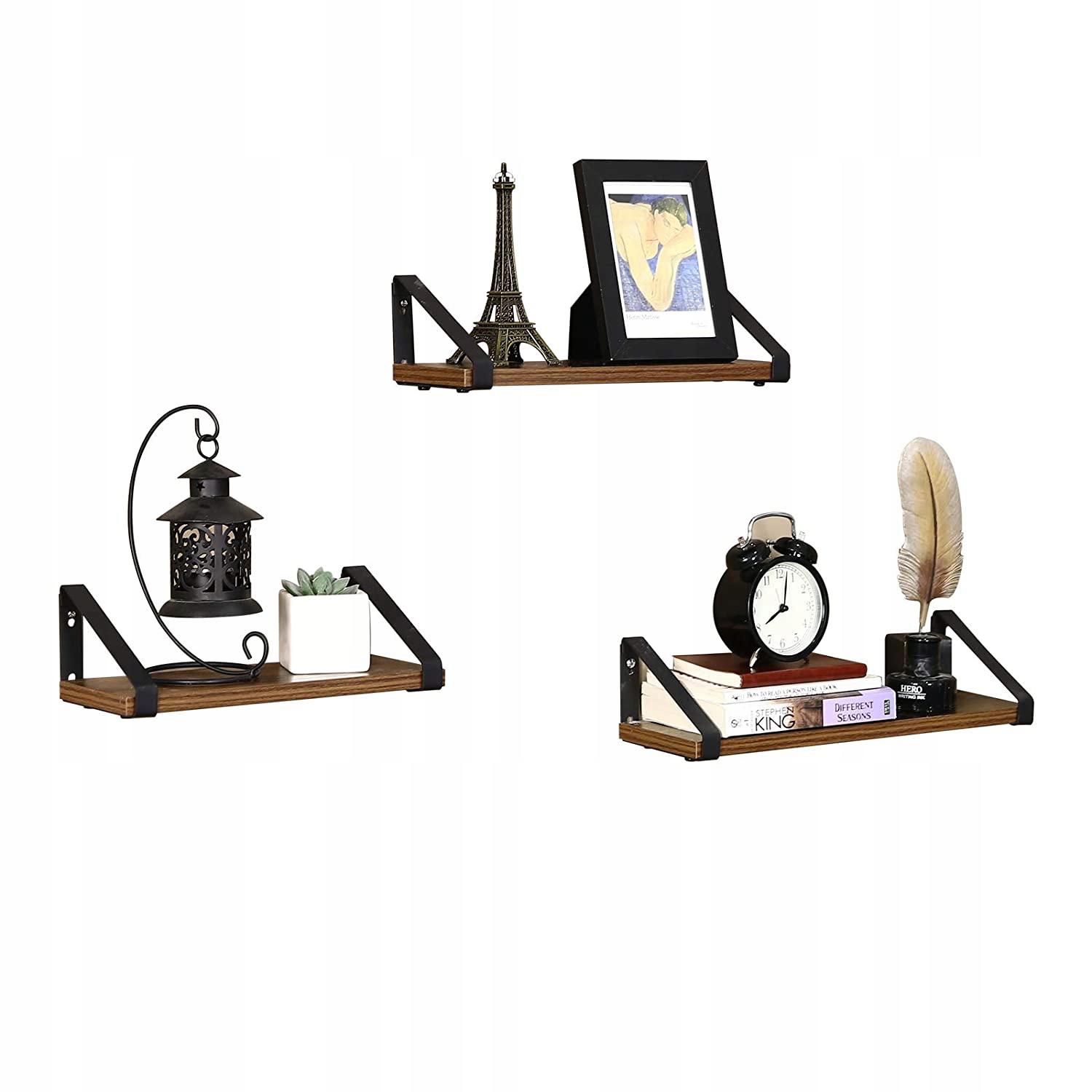 Zestaw 3 Półki Wiszące Loft Rustykalne Indutrialne Kolekcja Industrial