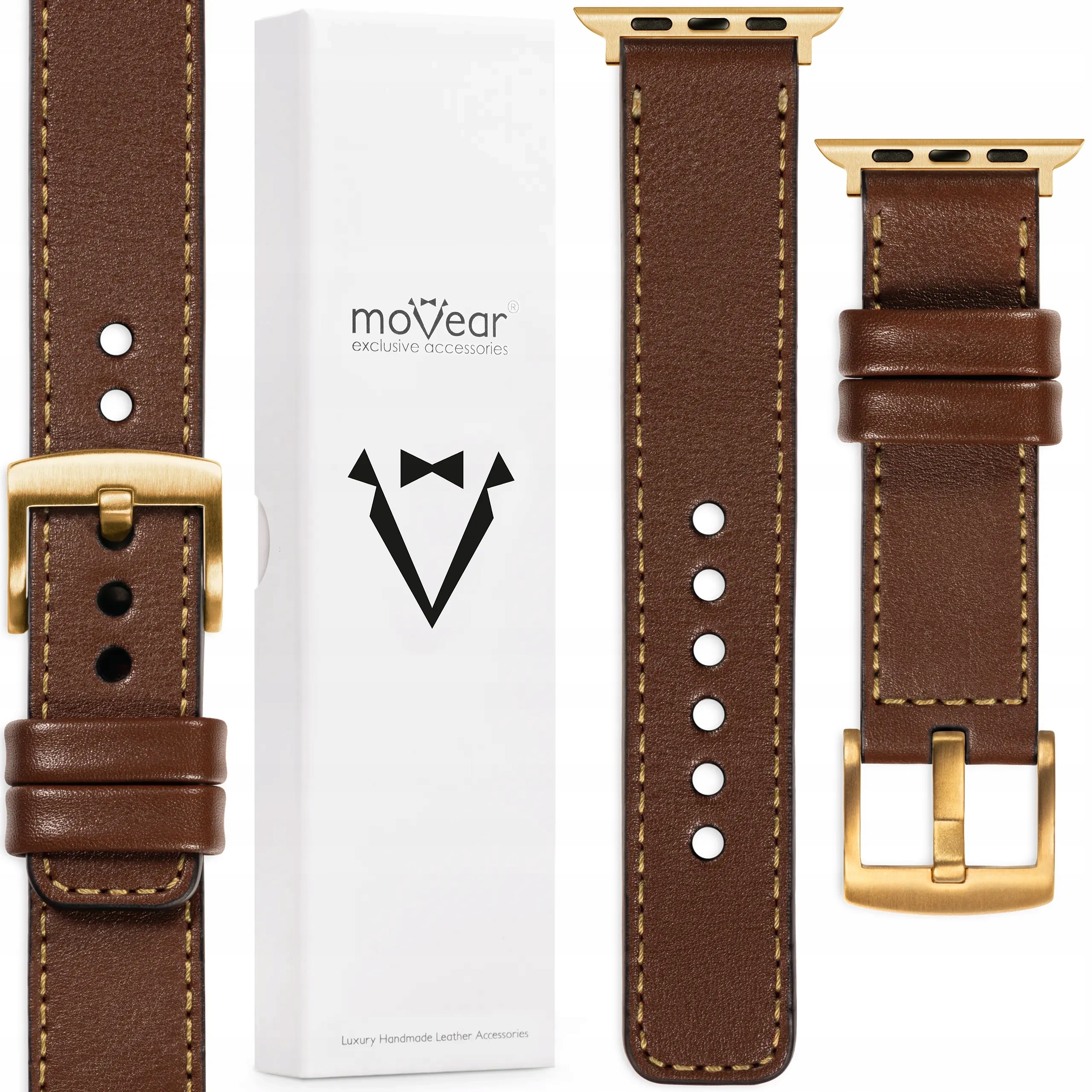 Kožený řemínek pro Apple Watch 10 9 8 7 6 5 Se 42-40 mm Polský Movear