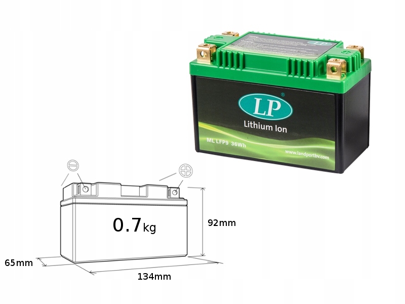Landport Batéria Batéria LIFEPO4 LFP9 (ML LFP9) (134X65X92) (YTX9B