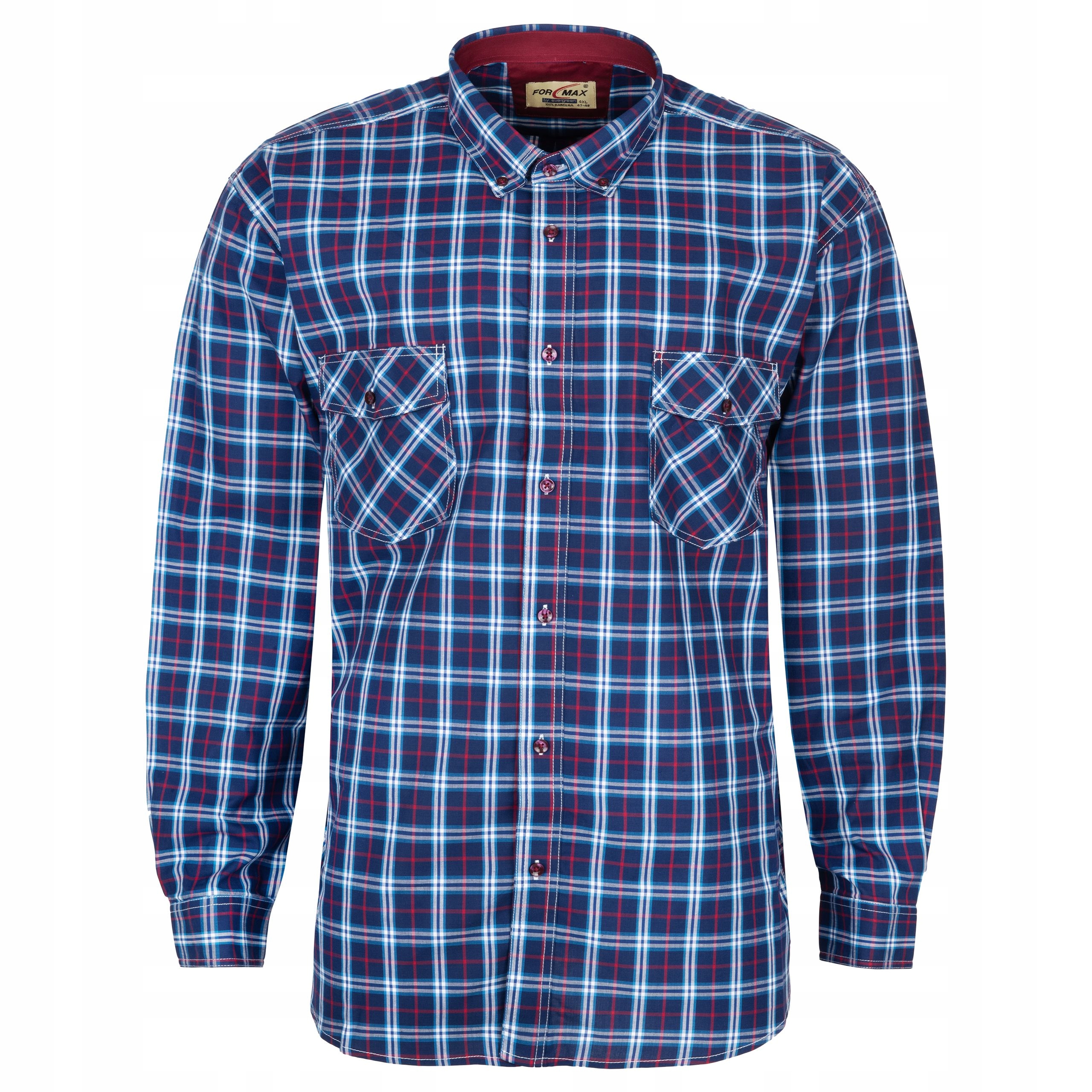 KOSZULA MĘSKA W KRATKĘ 100% BAWEŁNY DWIE KIESZENIE XL 42/43 FS197