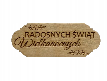 Drewniana tabliczka z napisem Radosnych Świąt Wielkanocnych Wielkanoc dekor
