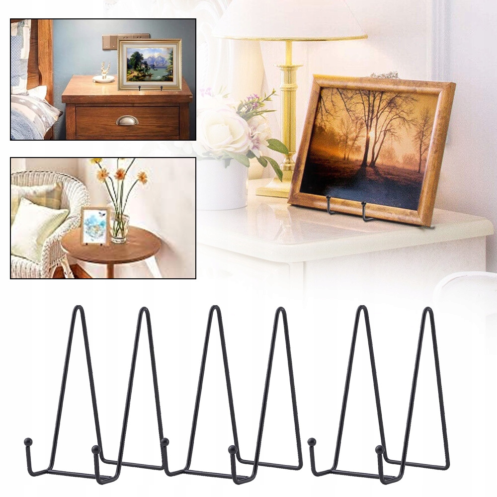 3 X UCHWYT NA PŁYTĘ STOJAK EKSPOZYCYJNY, METALOWE STOJAK NA RAMKI DO ZDJĘĆ