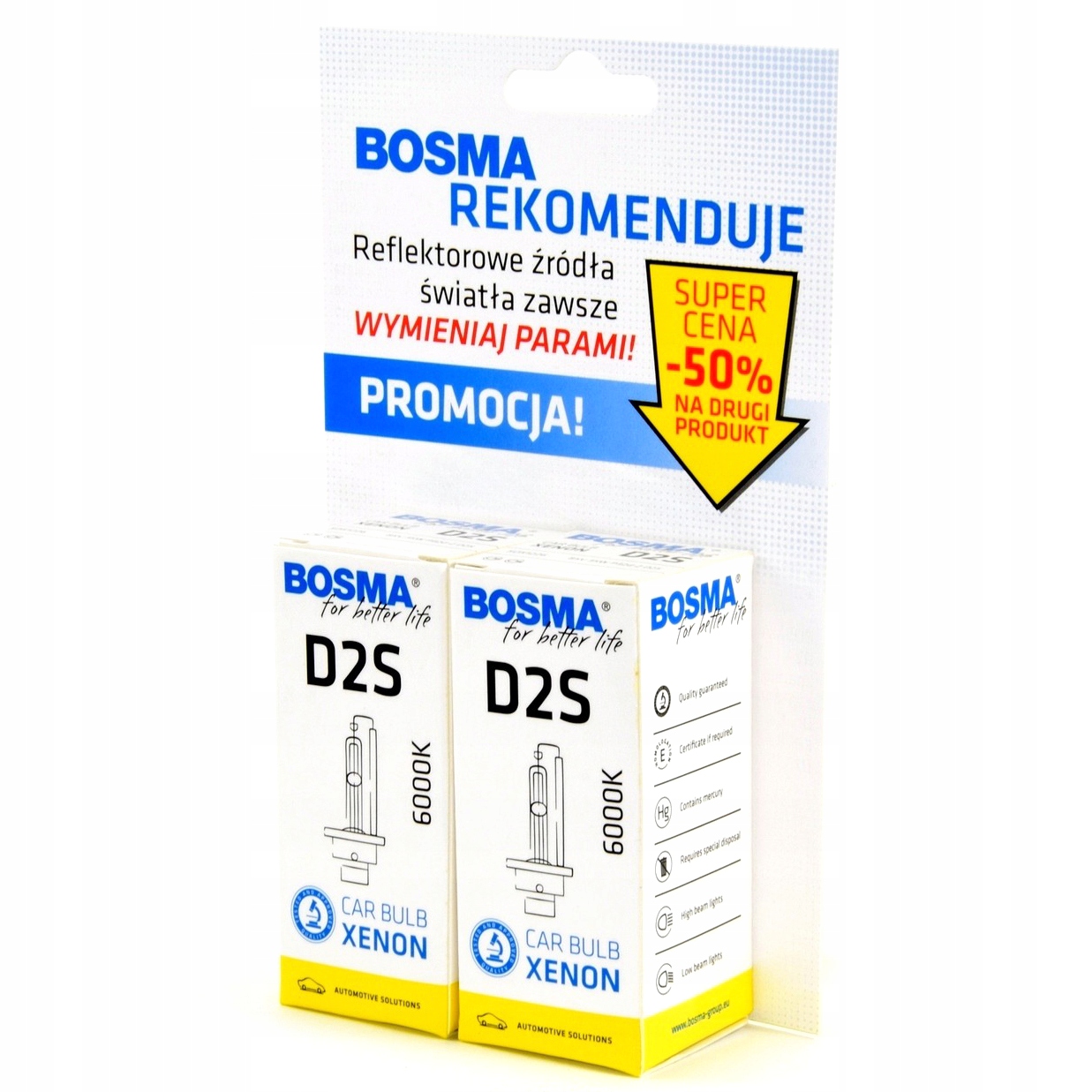 Bosma Xenon D2S 6000K 85V35W P32d-2 Duo Pak 8498D
