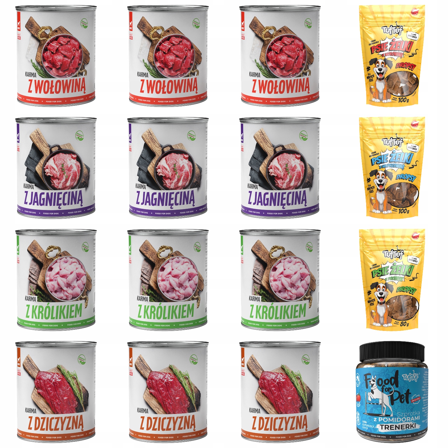 Levně Vlhké Krmivo Pro Psa TufTuf Plechovka mletá MIX Chutí 12x800g Pochoutky