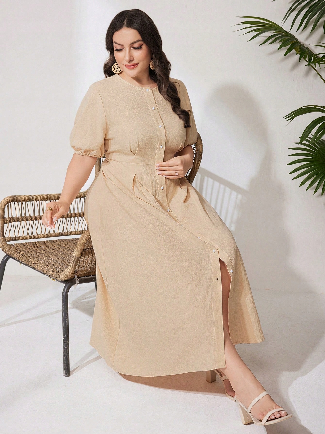Šaty S Knoflíky Pro Každodenní Nošení Shein 3XL 46