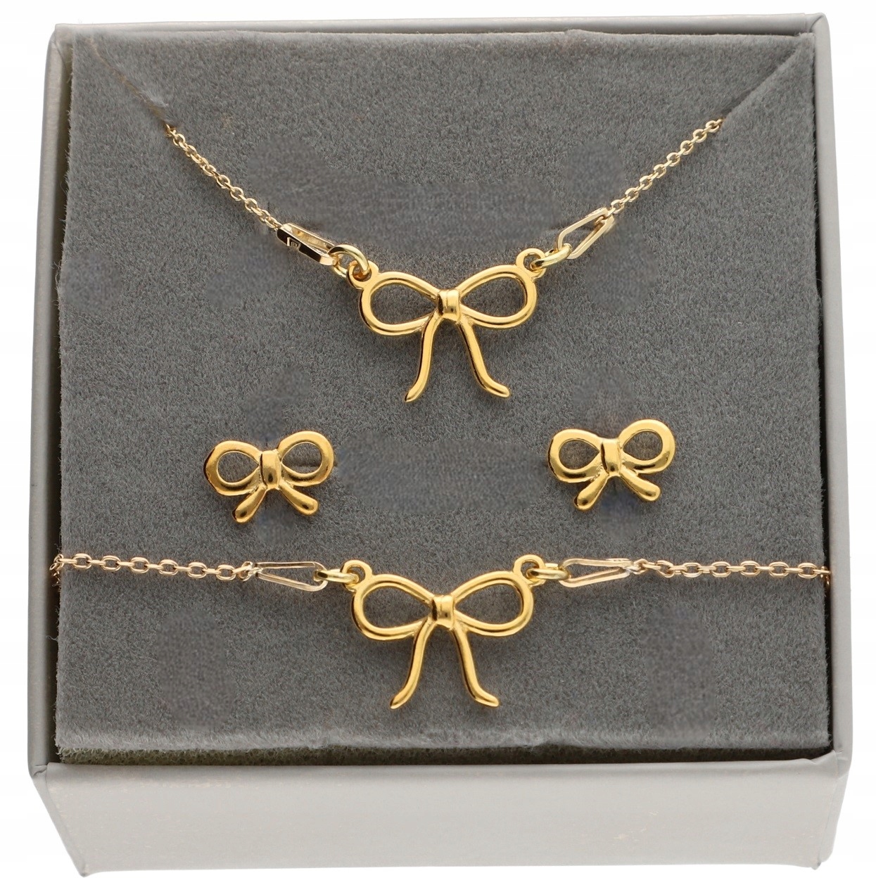 Zlatá Sada Celebrytka Mašlička 3 dílná sada s mašličkou stříbro 925