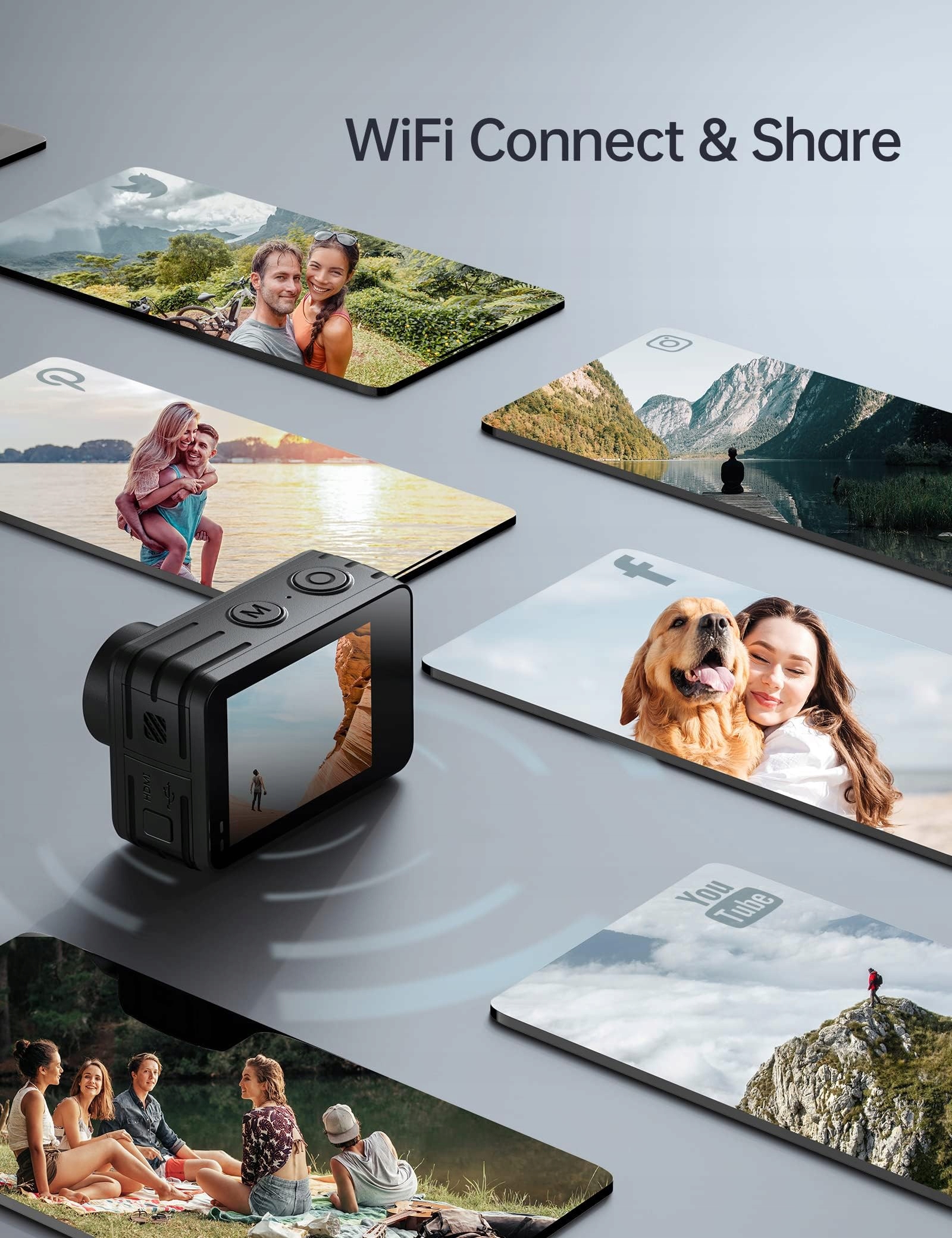 WOLFANG GA420 Kamera Sportowa 4K 60FPS Wodoodporna WiFi EIS Dual Screen — miniatura 8