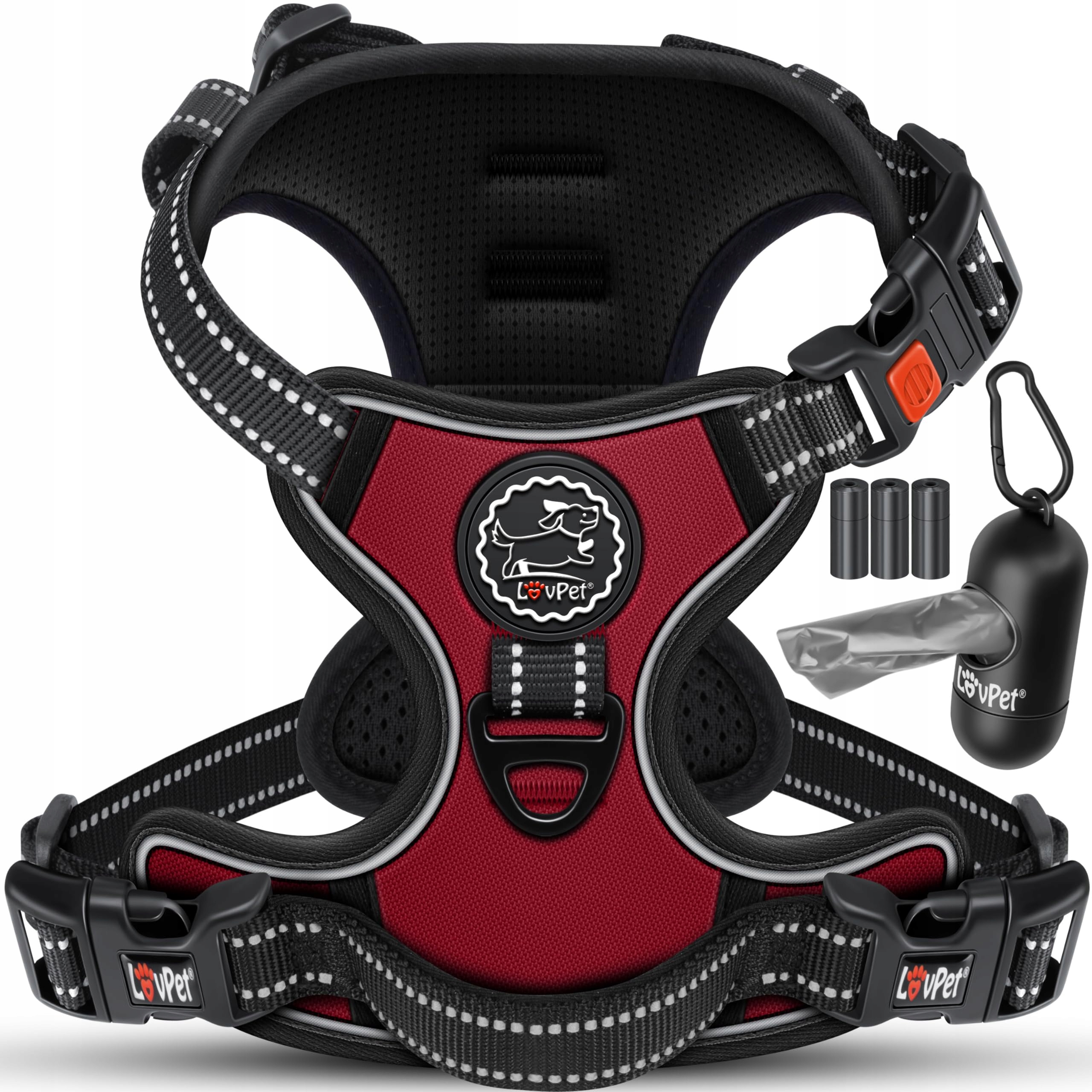 Szelki Dla Psa Uprząż Regulowane Lovpet Bordowe Rozmiar S