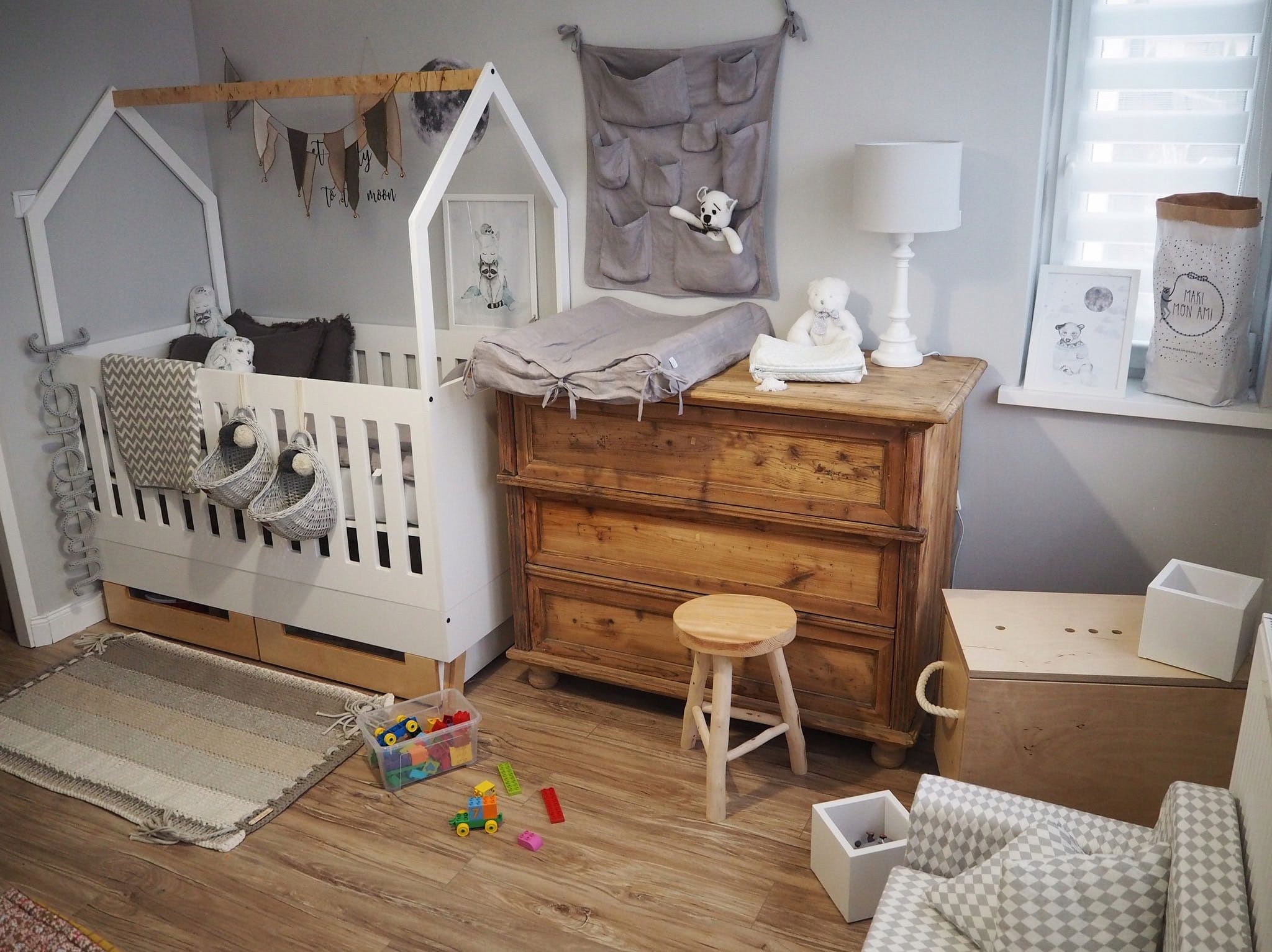 LAMPA STOŁOWA CLASSIC SZARY ZE ŚCIEMNIACZEM DREWNO OLEJOWANE Stan opakowania oryginalne