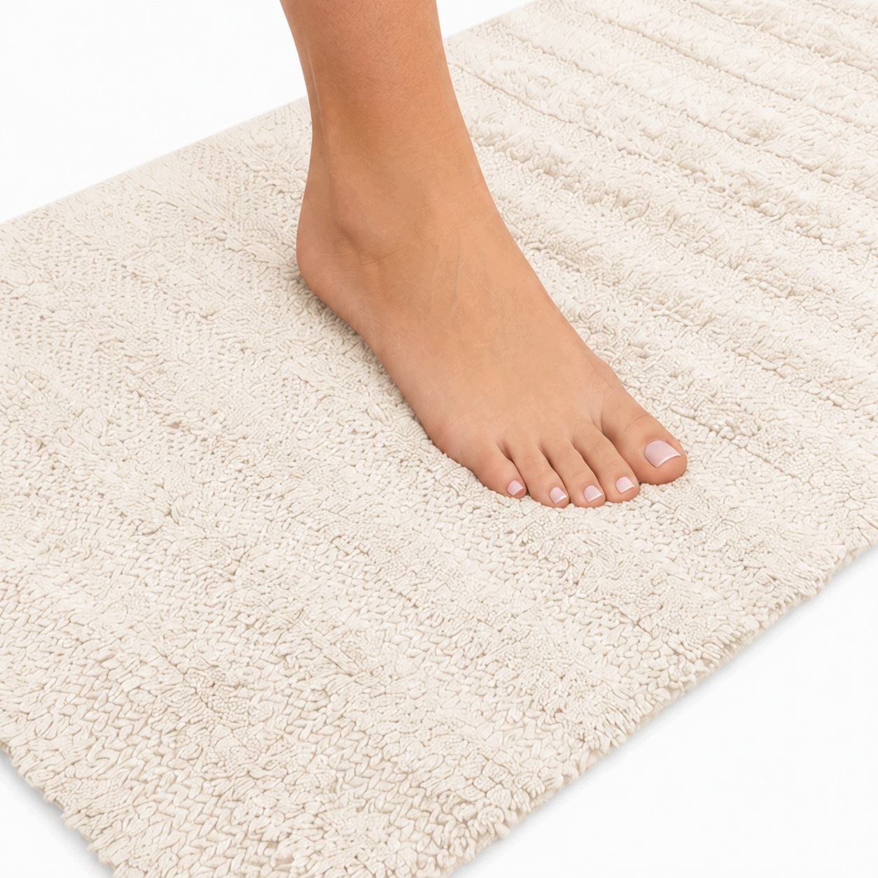 Koupelnový koberec Ecru White Pasy 60x100 100 % Bavlna Tlustý Absorpční Pás