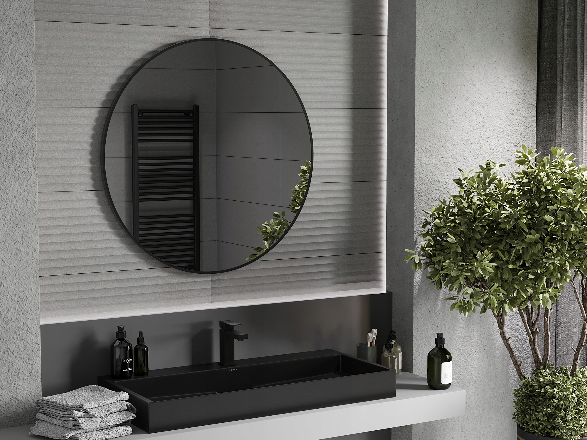 MEXEN LOFT LUSTRO ŁAZIENKOWE OKRĄGŁE 90 CM RAMA CZARNE Marka Mexen