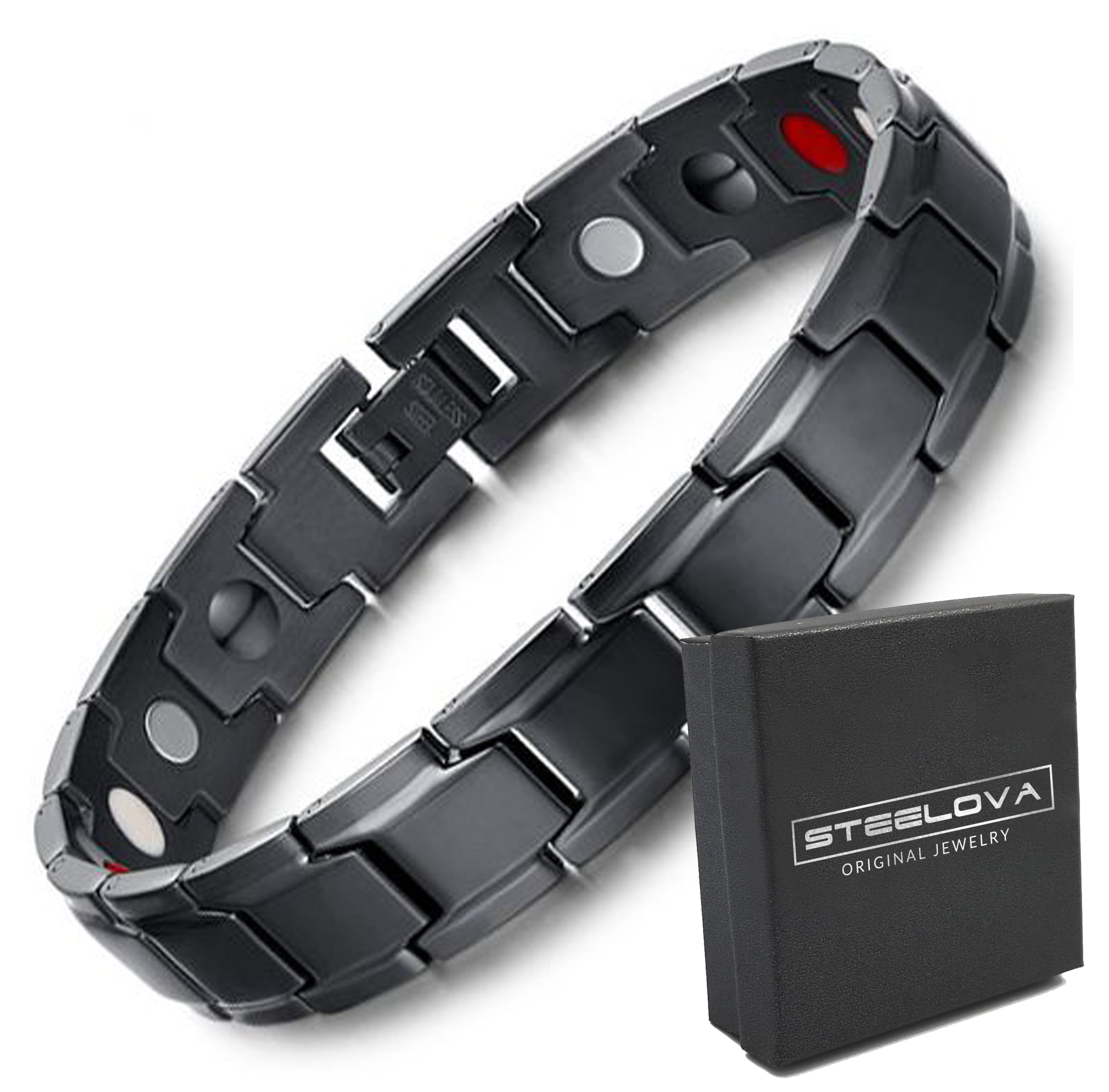 Stylový Černý Léčivý Náramek Ocel Šlechtický