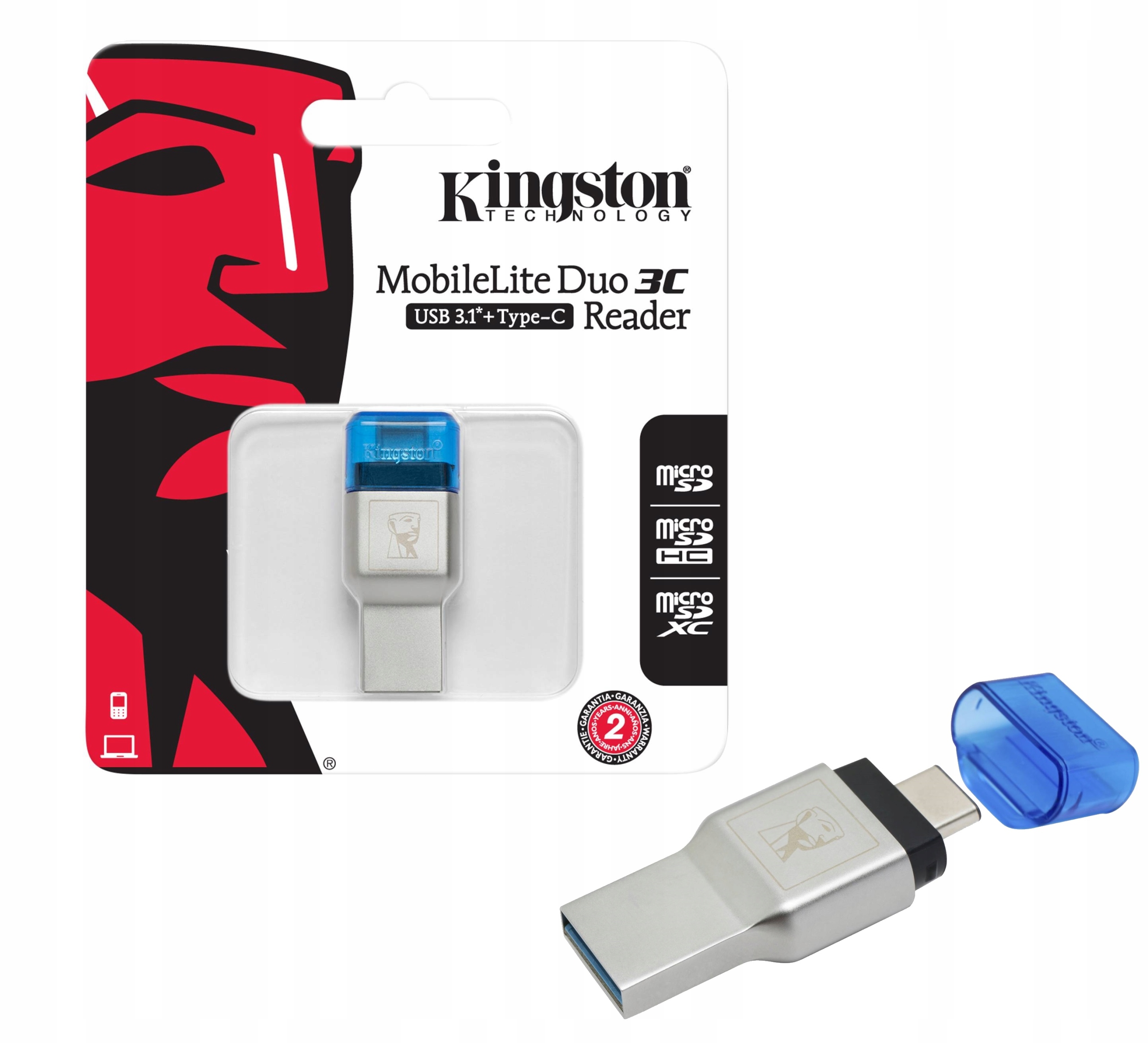 

Uniwersalny czytnik kart pamięci Kingston Usb A, C