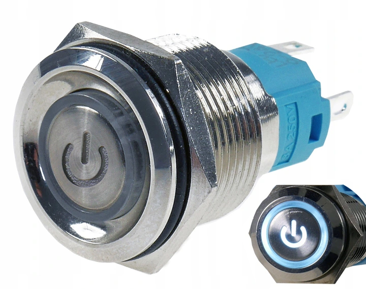 Przycisk wandaloodporny dzwonek dzwonkowy monostabilny 19mm 230V, LED Biały