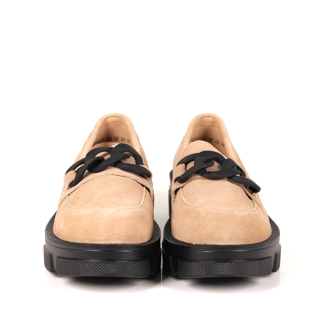 MODNE DAMSKIE MOKASYNY BUTY FILIPPO BEŻOWE SKÓRA Wzór dominujący bez wzoru