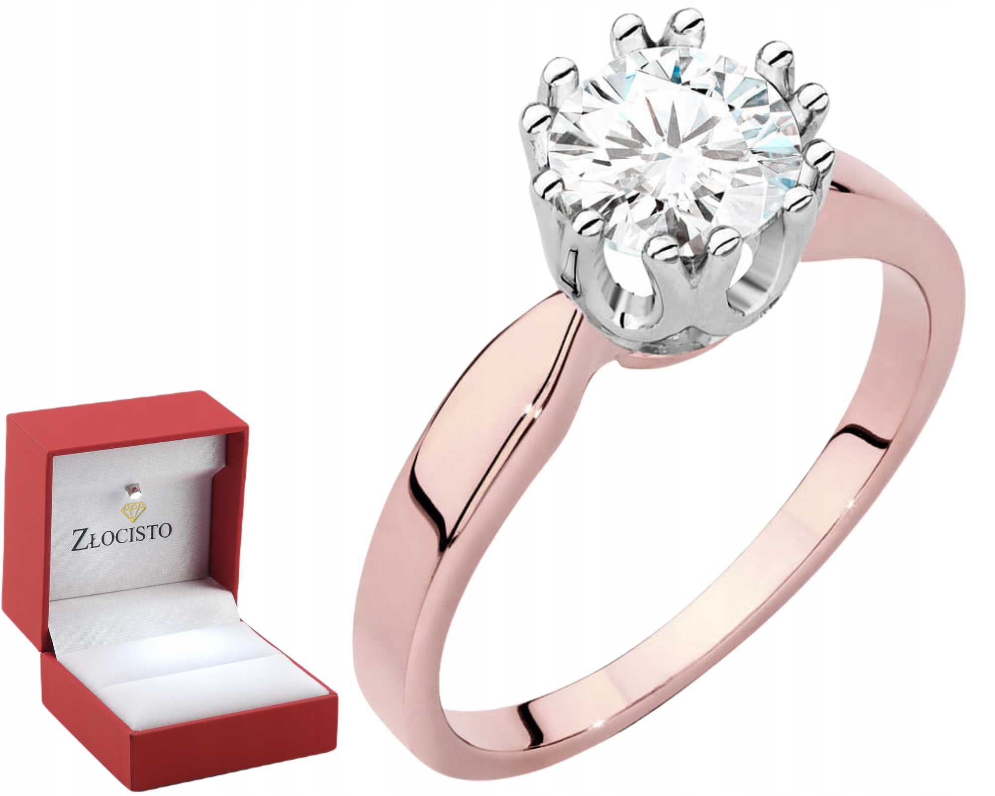 Růžové Zlato Prstýnek S Diamantem Lab 1,00 Ct Zlato 585 Dárek Gravírování