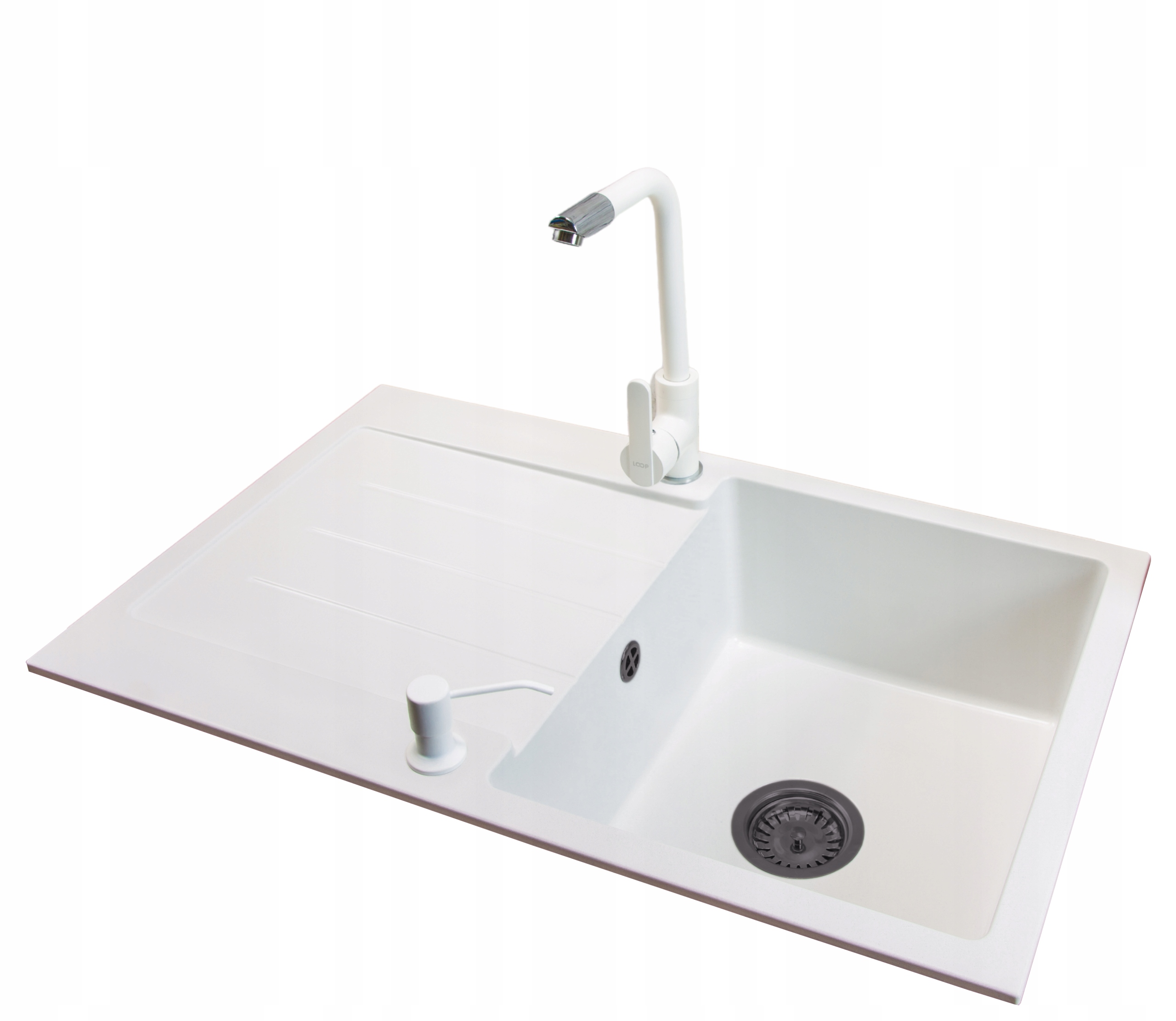 Kuchyňský dřez jednokomorový velký Baterie Move Dávkovač Sifon